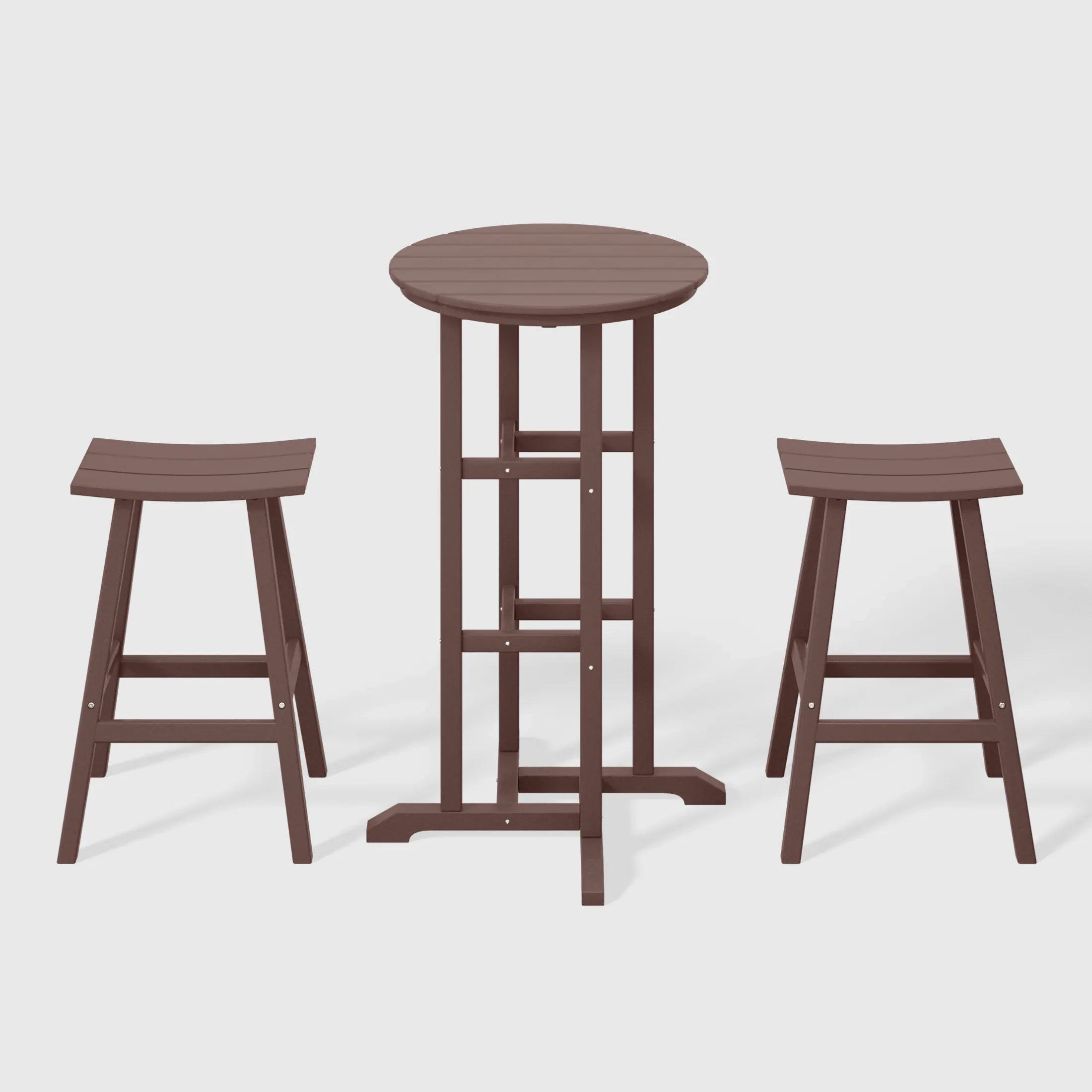Paradise Outdoor Patio Bar Height Table and Bar Stool 3-Piece Dining Set