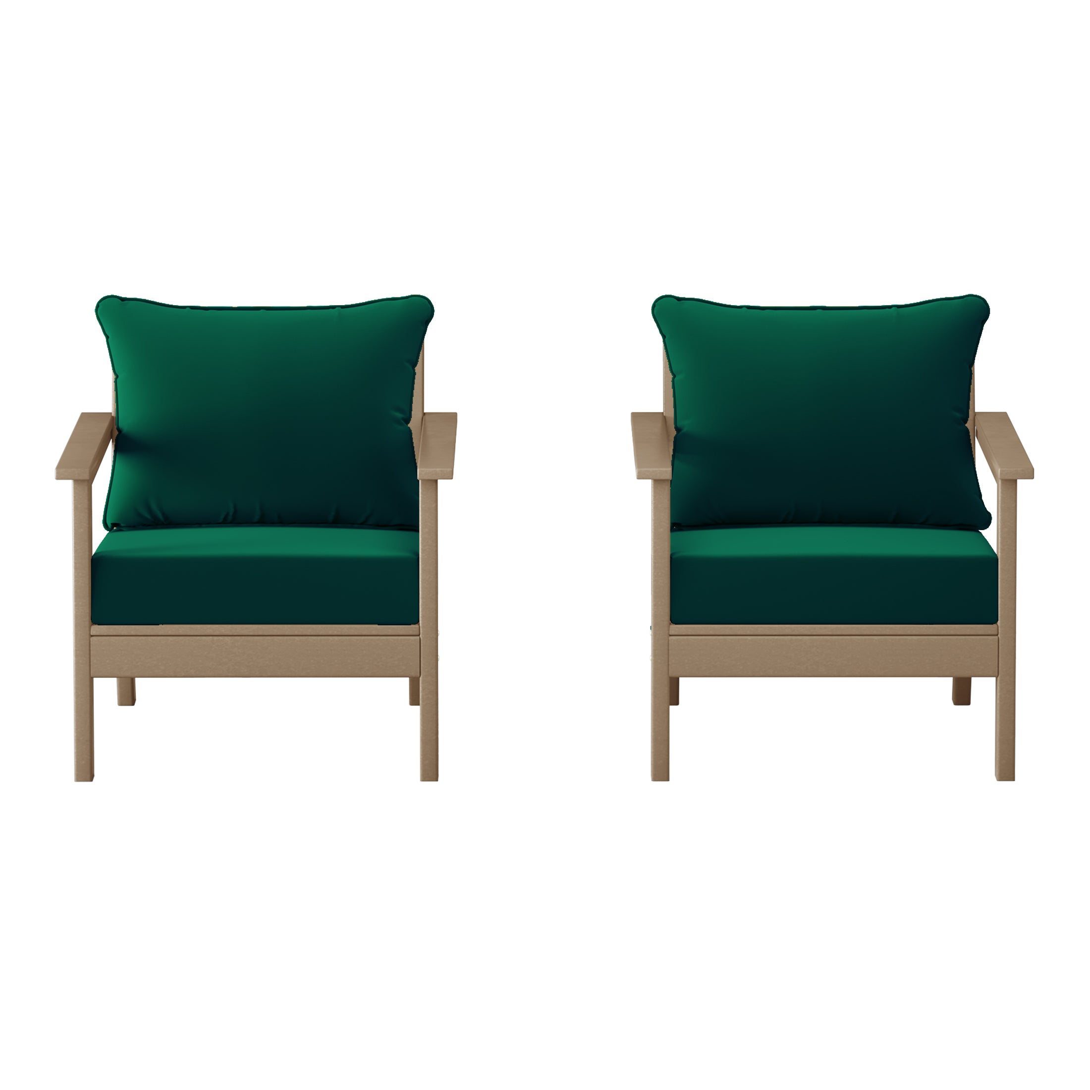 Portsmouth Outdoor Modern HDPE Patio Club Chairs with Deep Seat Cushions (Set of 2)