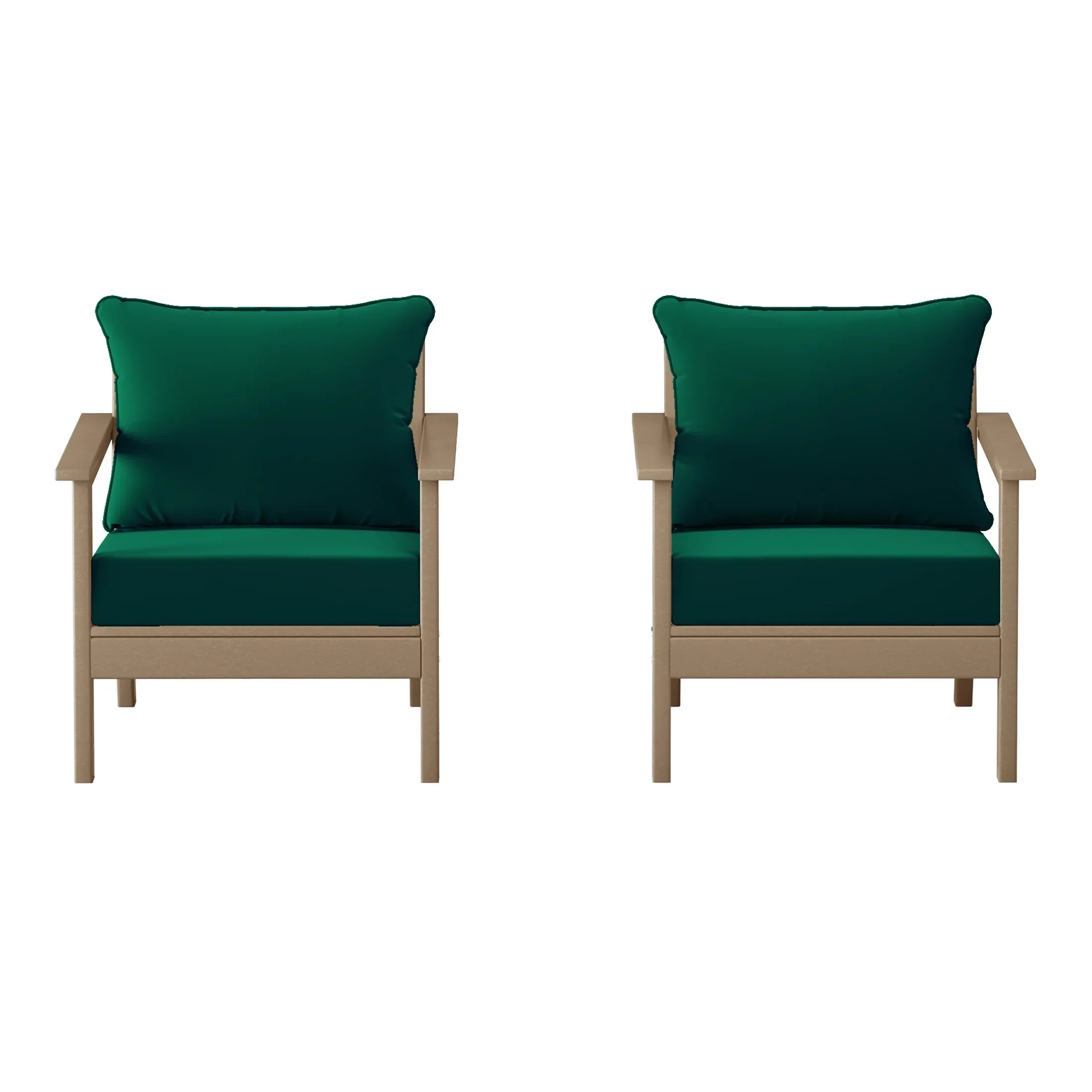 Portsmouth Outdoor Modern HDPE Patio Club Chairs with Deep Seat Cushions (Set of 2)