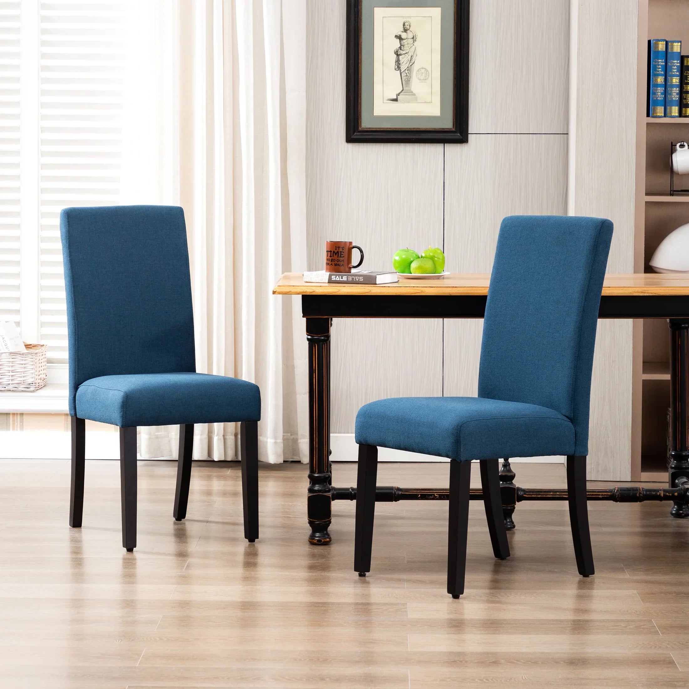 Adison Linen fabric tufted upholstered dining chairs ( 2 piece set )
