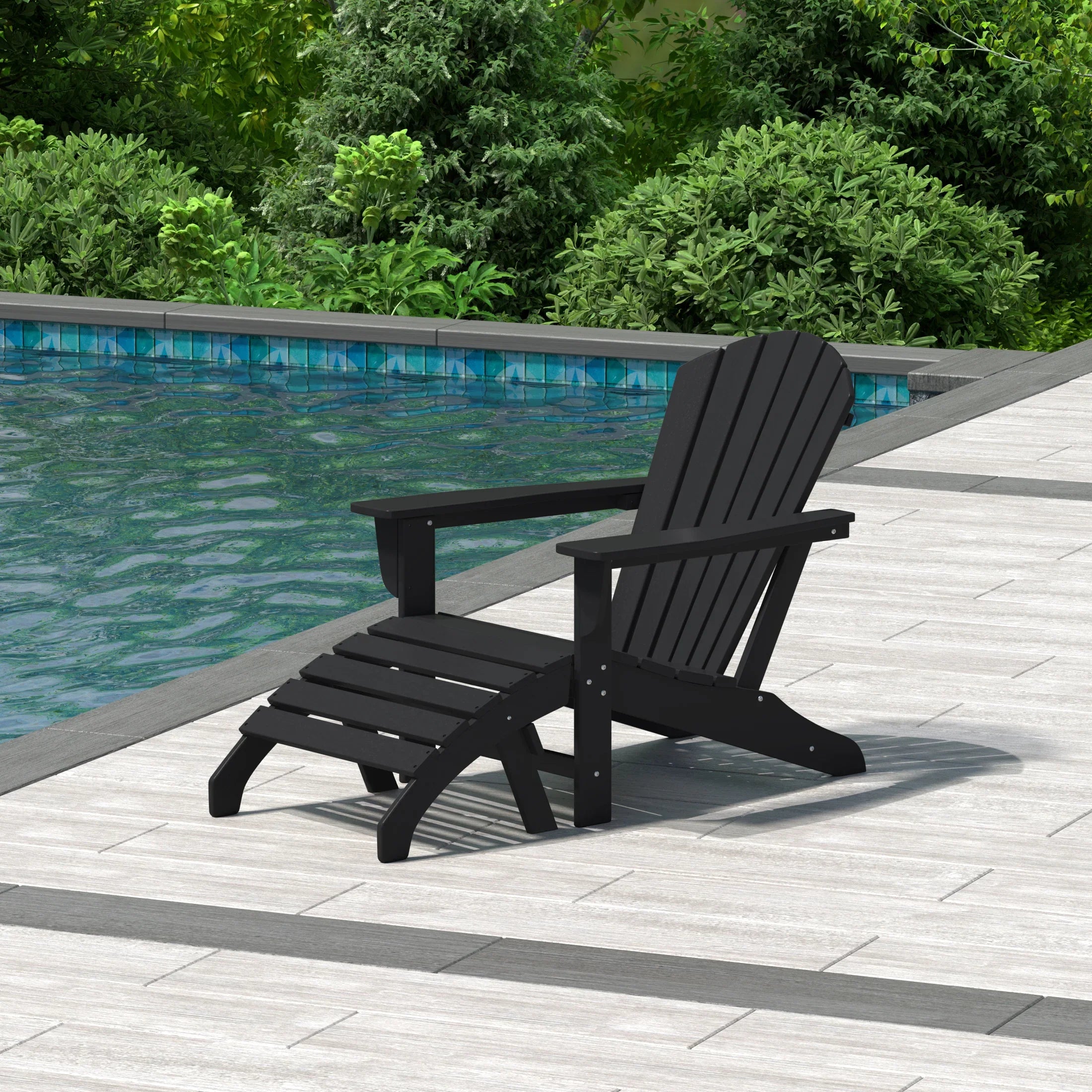 ADIRONDACK キャンパーズチェア 2脚セット ブラック PORTSIDE 2-Piece Set Adirondack Chair with Matching Ottoman