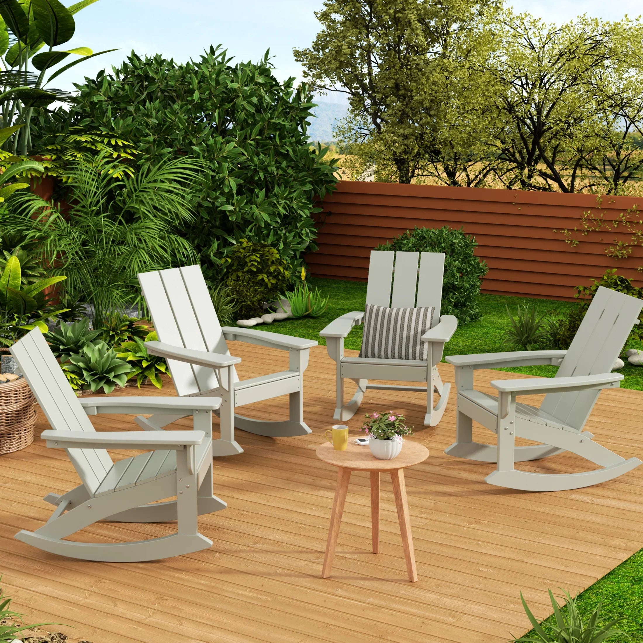 Palms Outdoor Patio Modern Adirondack Rocking Chair (Set of 4)