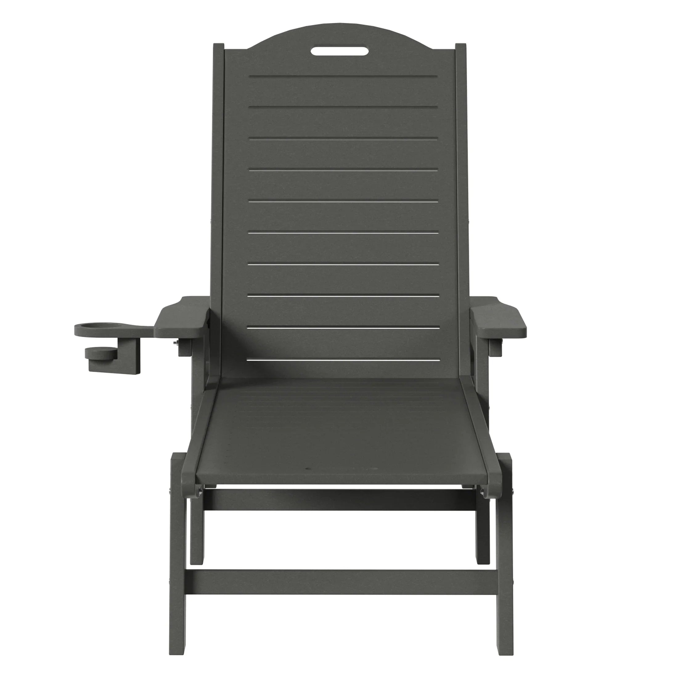 Lago Outdoor HDPE Patio Chaise Lounge With Wheels & Cup Holder