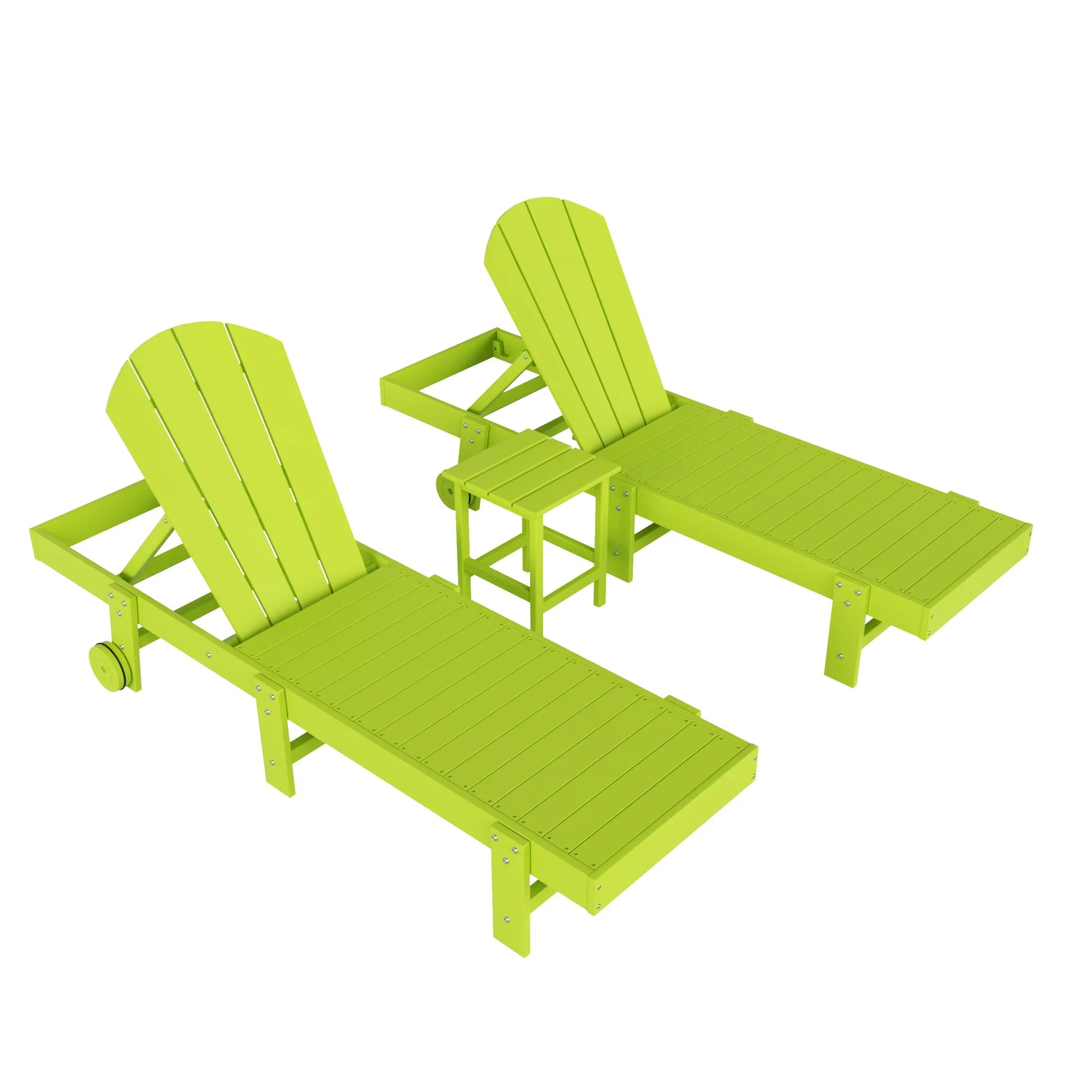 Paradise 3 Piece Poly Reclining Chaise Lounge With Wheels