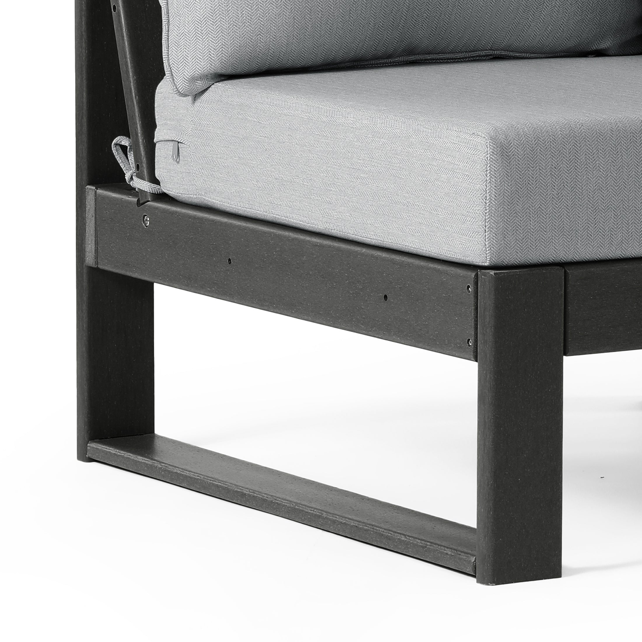 Rockaway Outdoor HDPE Sectional Armless Chair with Water-Proof Patio Cushions