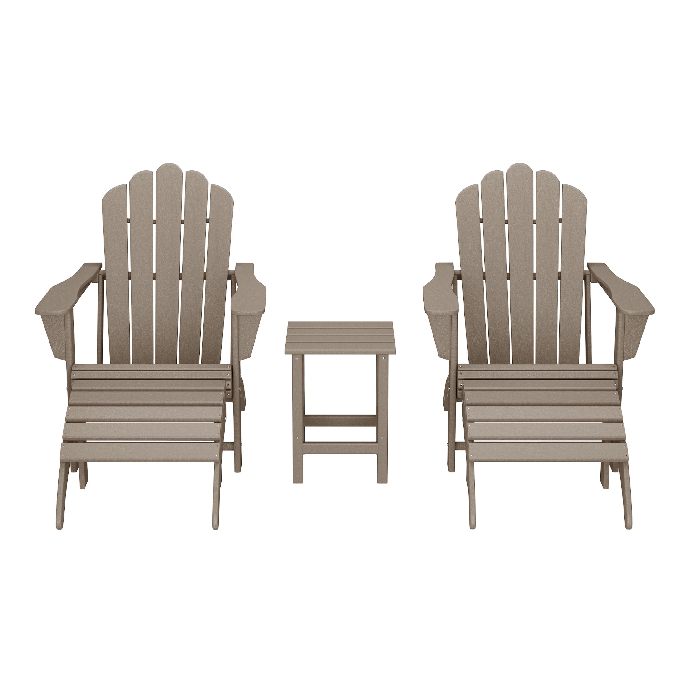 Lakeview 5-Piece Adirondack Chair with Folding Ottoman and Table Set