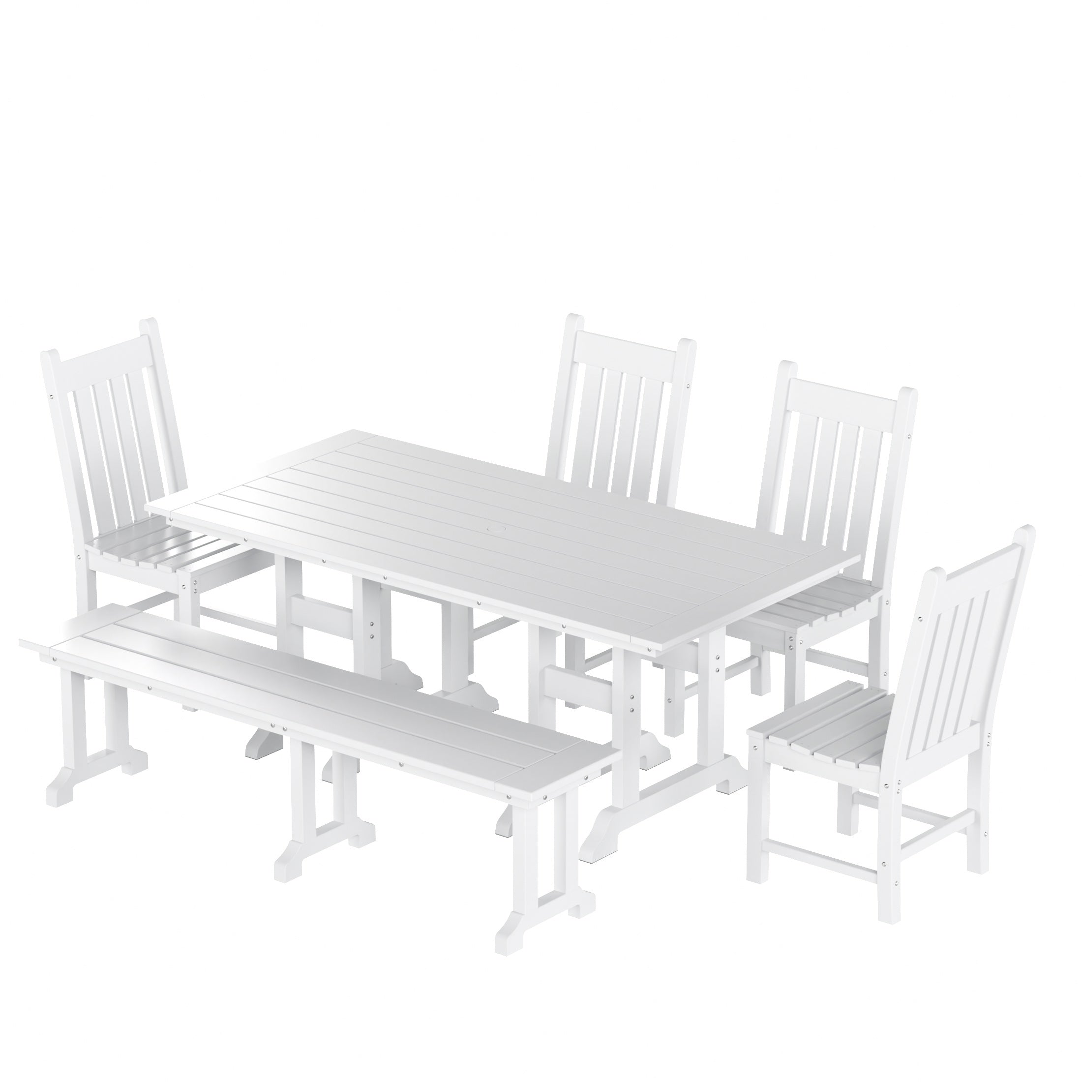 Paradise 6-Piece Outdoor Patio Dining Set Outdoor Table and Bench Chair Set