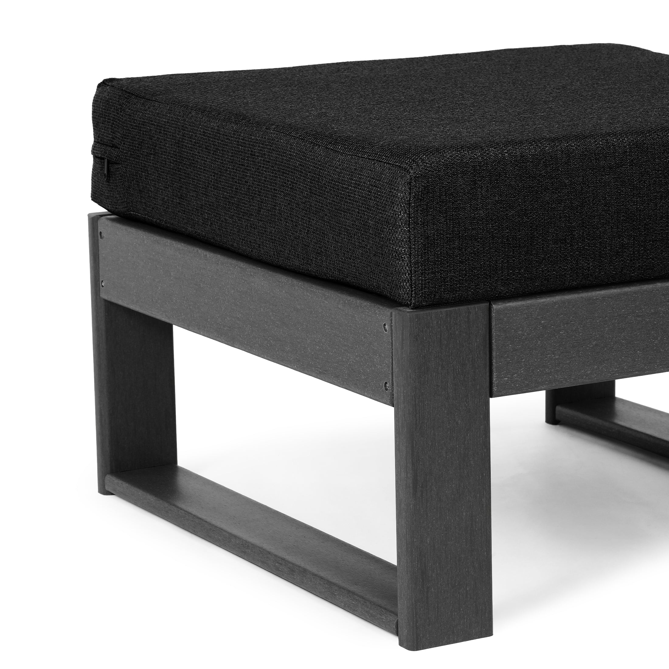 Rockaway Outdoor HDPE Patio Ottoman with Waterproof Olefin Cushions