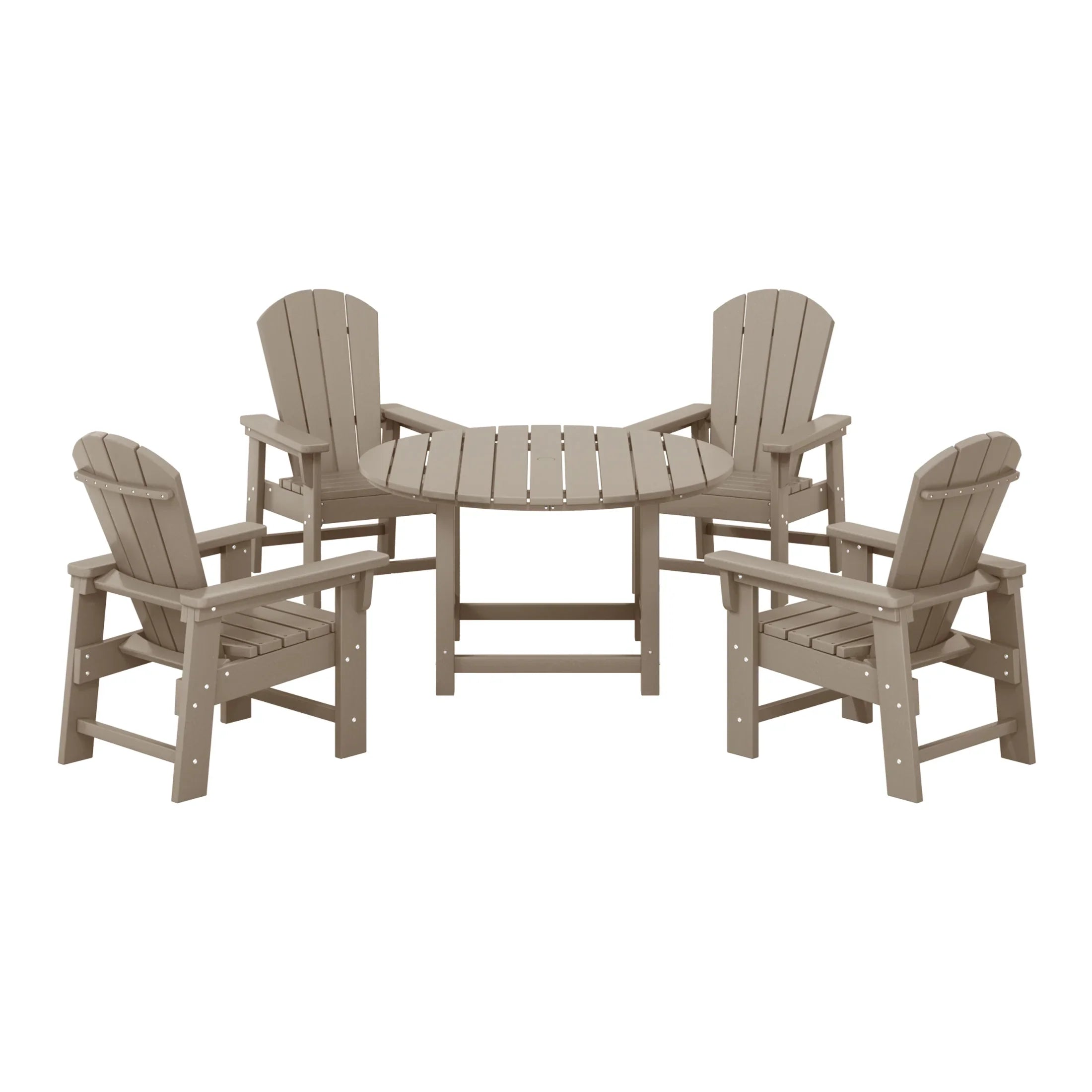 Paradise Kids 5-Piece HDPE Outdoor Patio Round Dining Table and Chairs Set