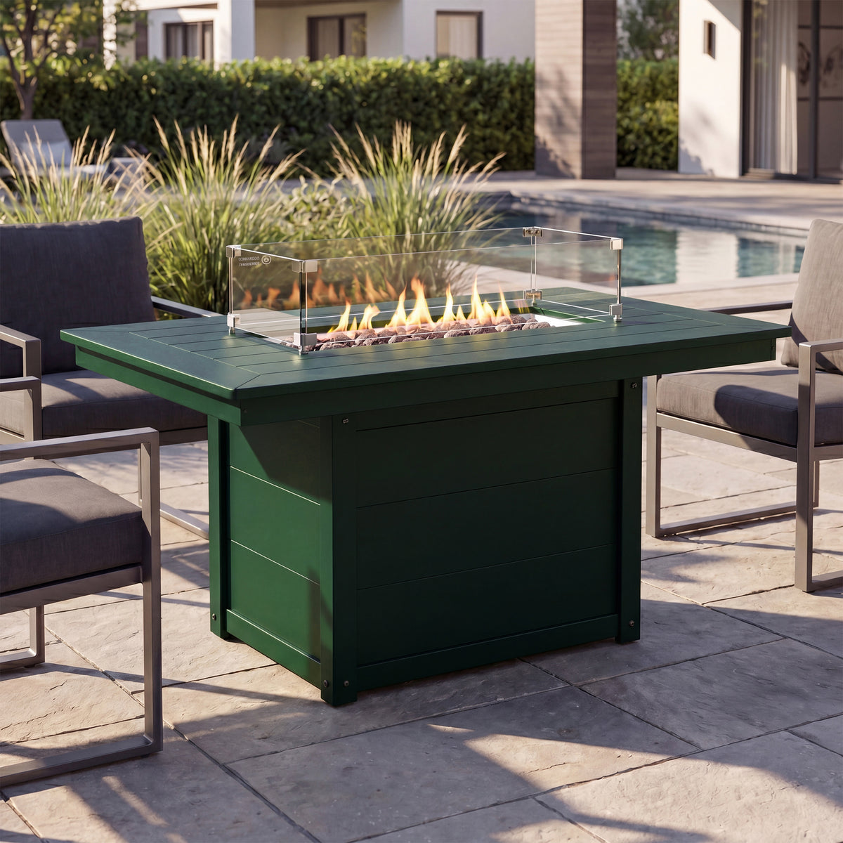 Sol 46" Modern Outdoor 55,000 BTU Patio Gas Propane Rectangle Deck Fire Pit Table