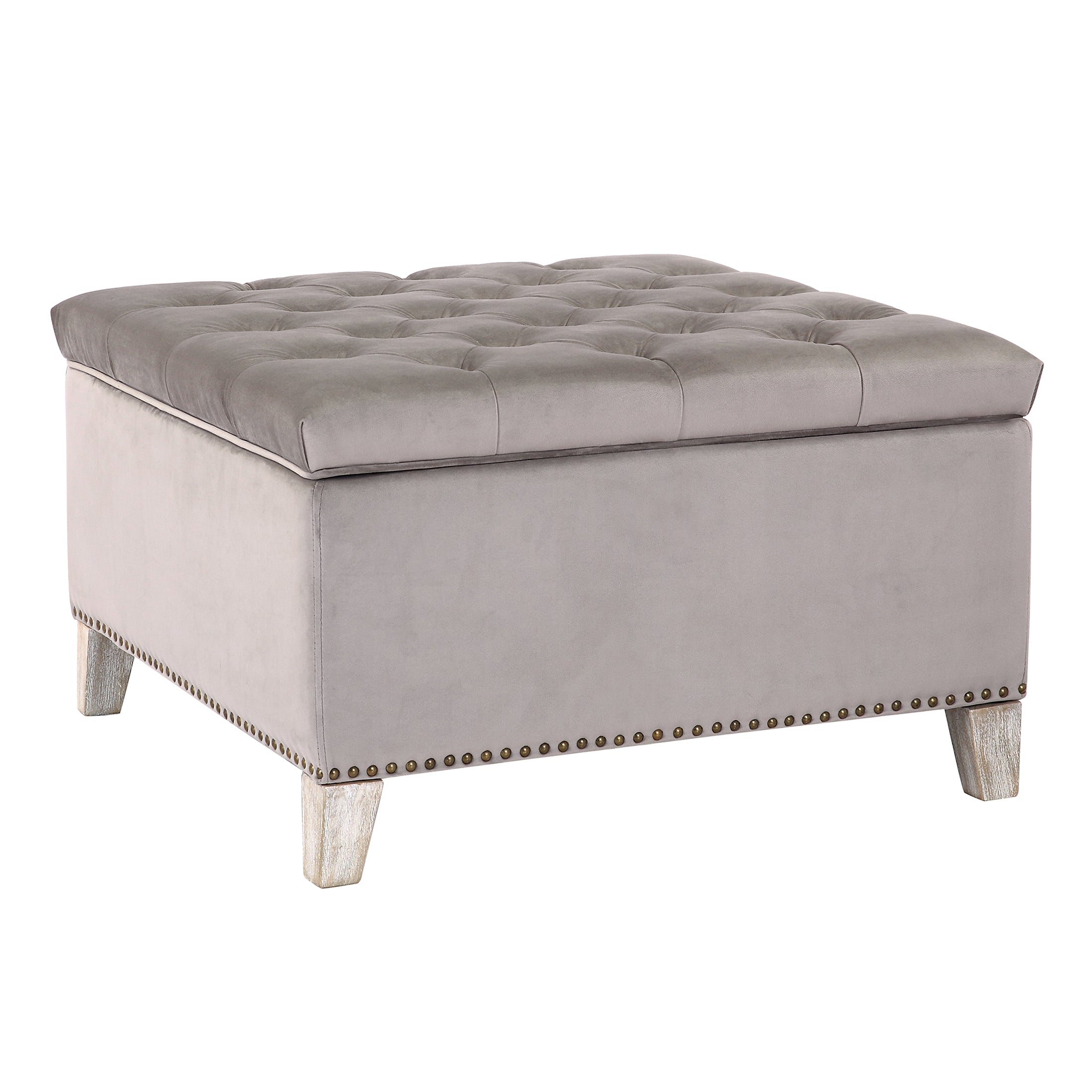 Hank Square Velvet Tufted Storage Ottoman