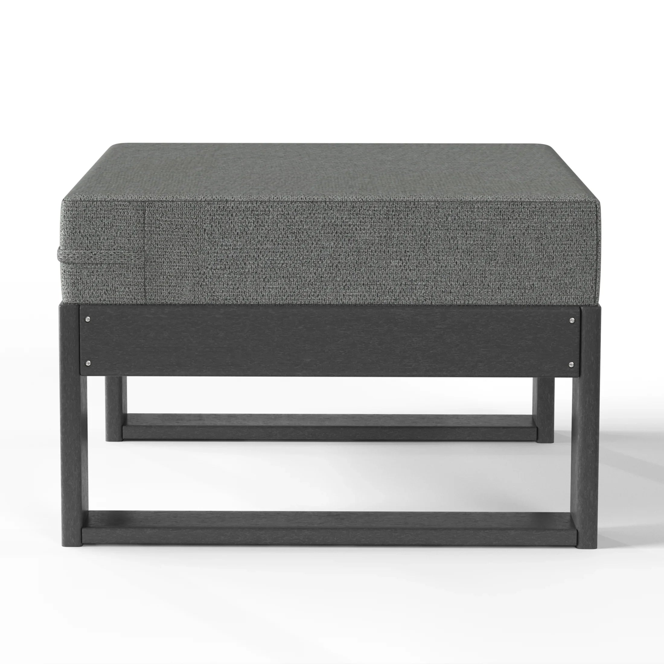 Rockaway Outdoor HDPE Patio Ottoman with Waterproof Olefin Cushions