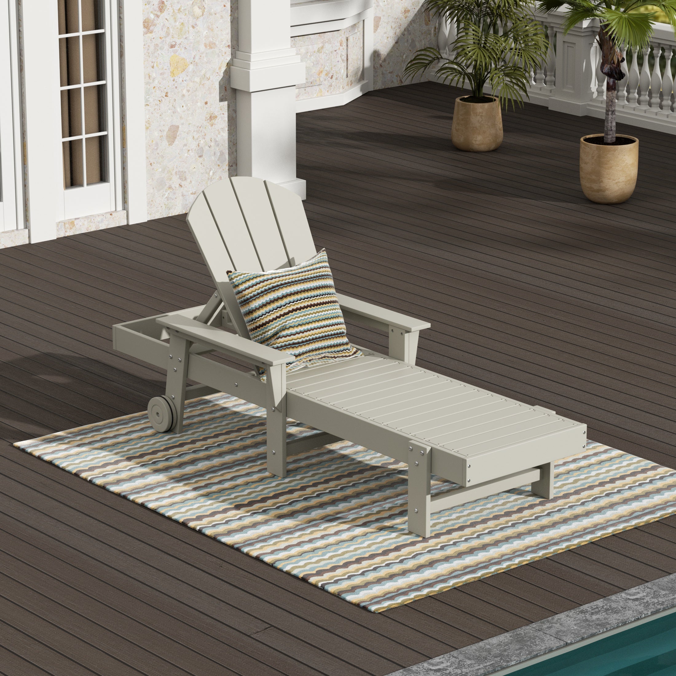 Paradise Reclining Chaise Lounge With Arms & Wheels