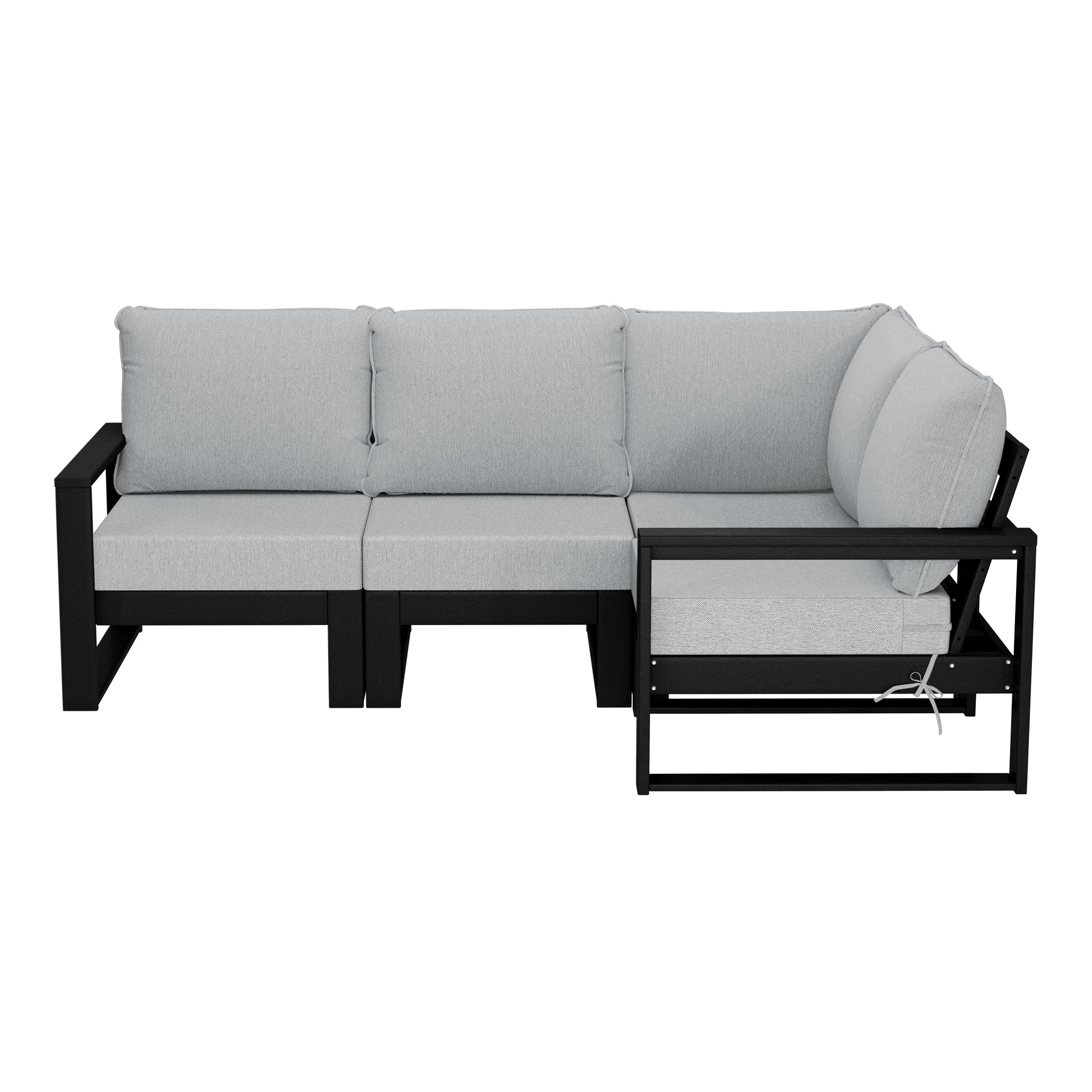 Rockaway Outdoor 4-Piece HDPE L-Shaped Modular Patio Sofa Furniture Set