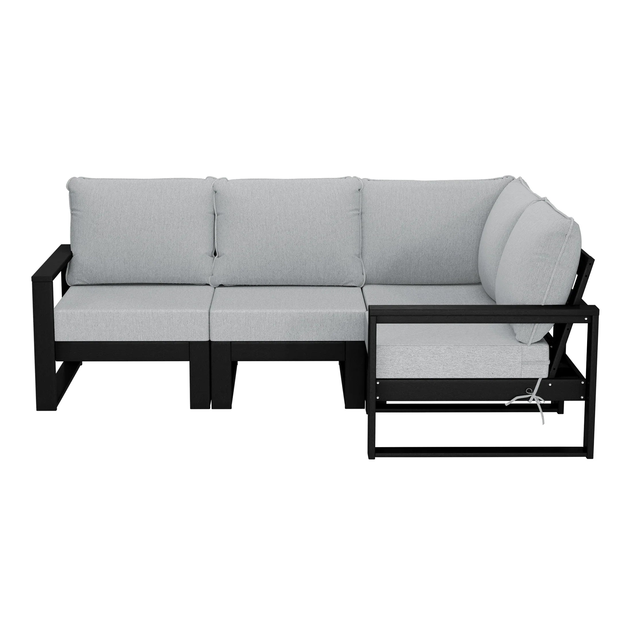 Rockaway Outdoor 4-Piece HDPE L-Shaped Modular Patio Sofa Furniture Set
