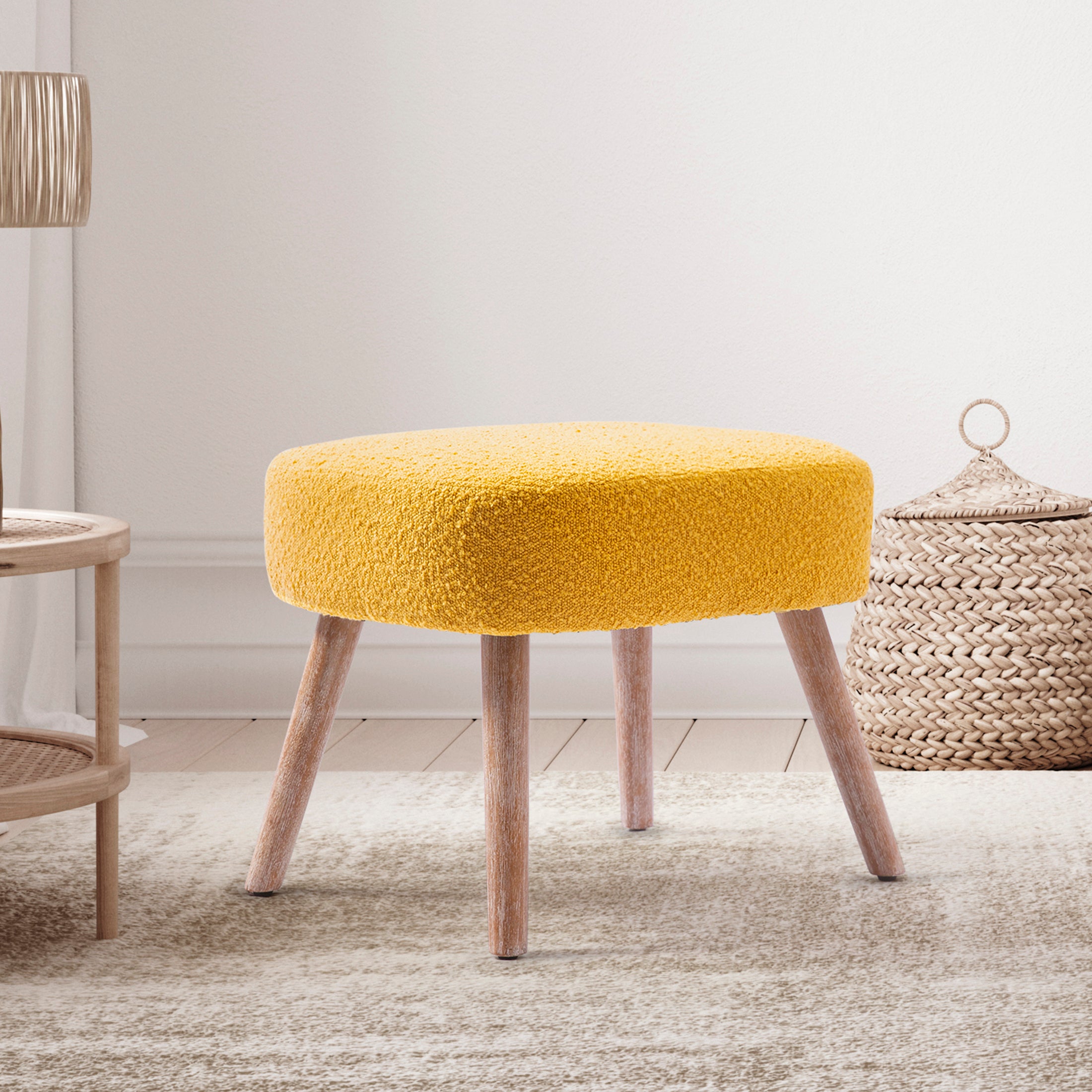 Amélie 21" Wide Square Upholstered Cushion Ottoman Foot Stool