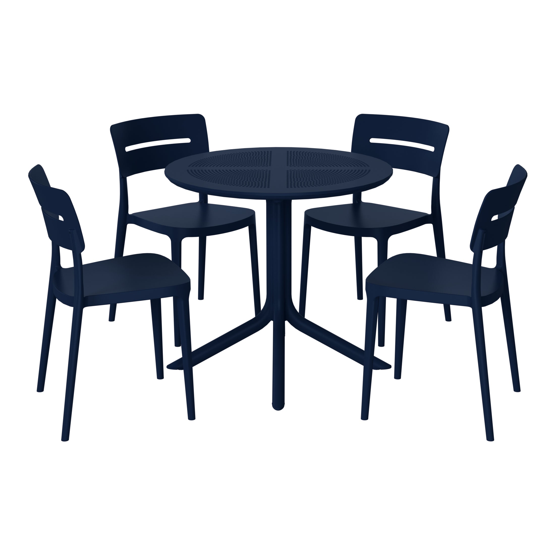 Sunshine Modern 5-Piece Resin Round Patio Dining Table Set with Stackable Patio Dining Chairs