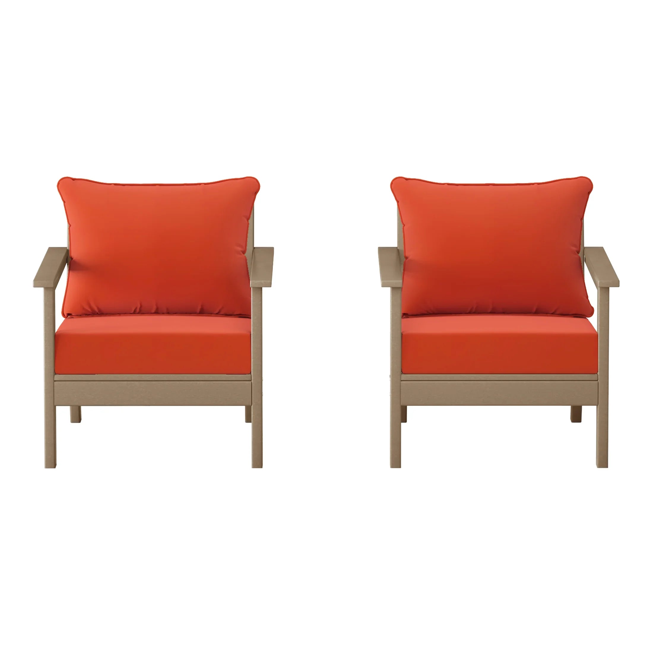 Portsmouth Outdoor Modern HDPE Patio Club Chairs with Deep Seat Cushions (Set of 2)