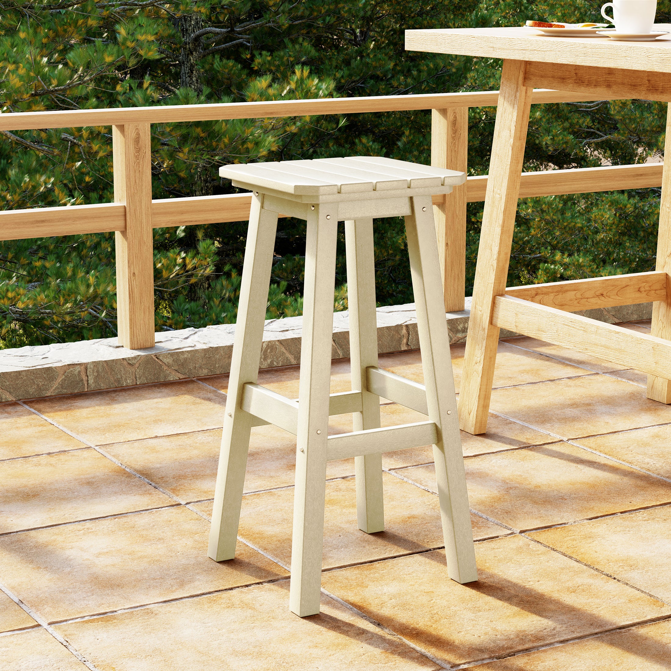 Paradise 29" HDPE Outdoor Patio Square Backless Bar Stool