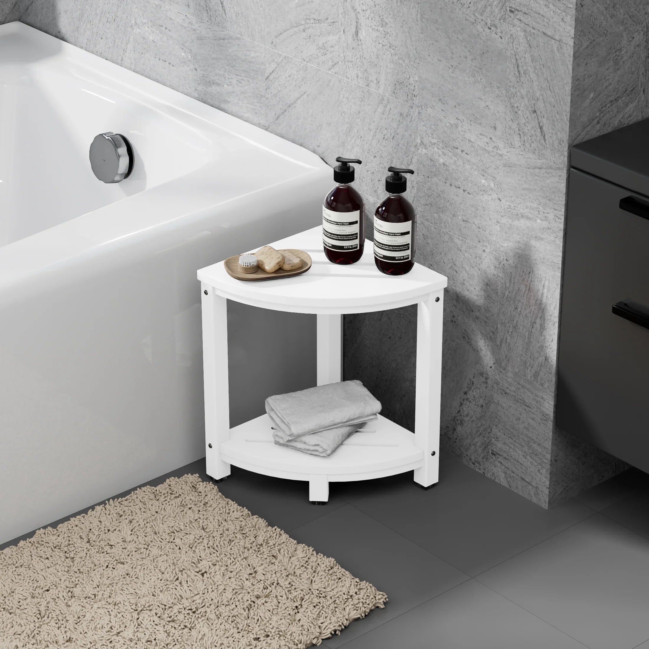 Ventura HDPE Plastic Waterproof Shower Corner Bench