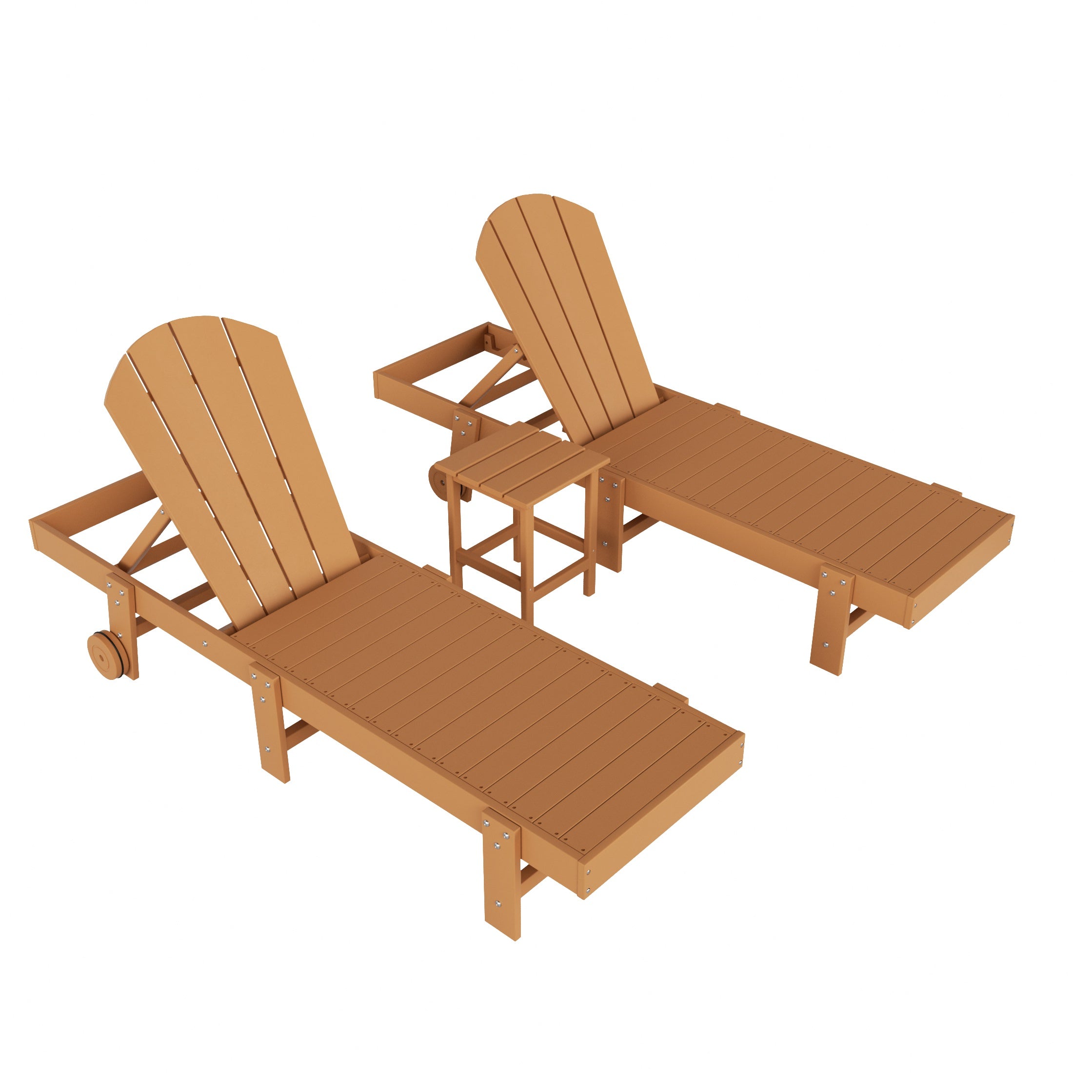 Paradise 3 Piece Poly Reclining Chaise Lounge With Wheels
