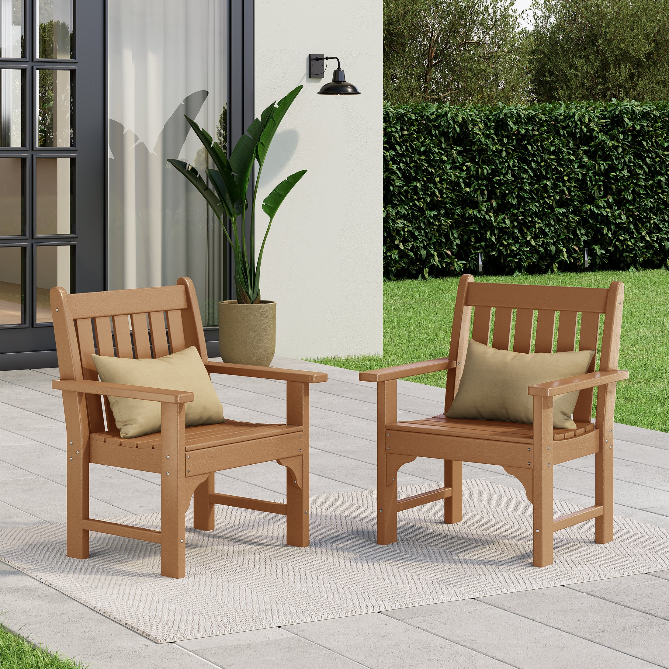 Paradise Outdoor Patio HDPE Adirondack Dining Arm Chairs (Set of 2)