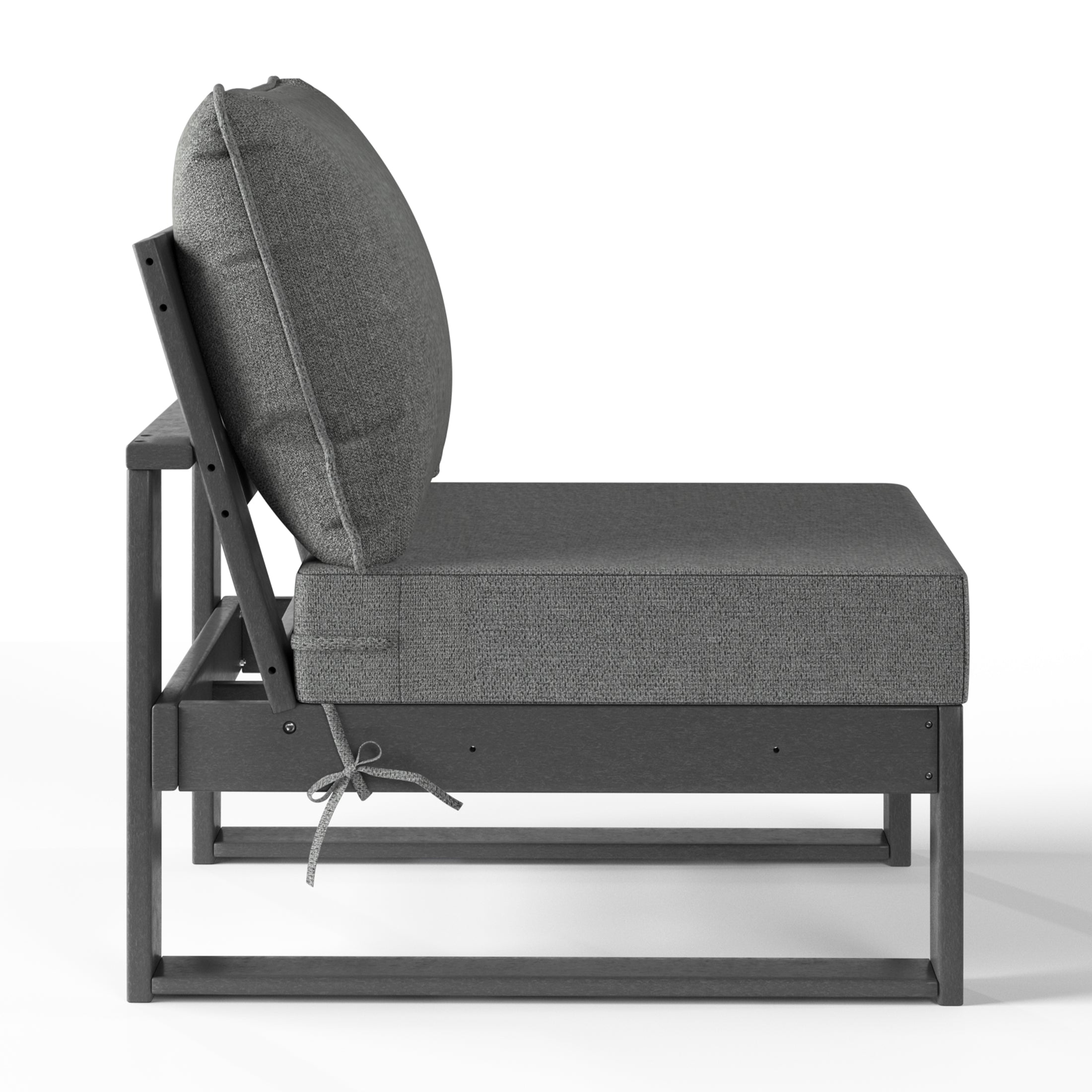 Rockaway Outdoor HDPE Sectional Armless Chair with Water-Proof Patio Cushions