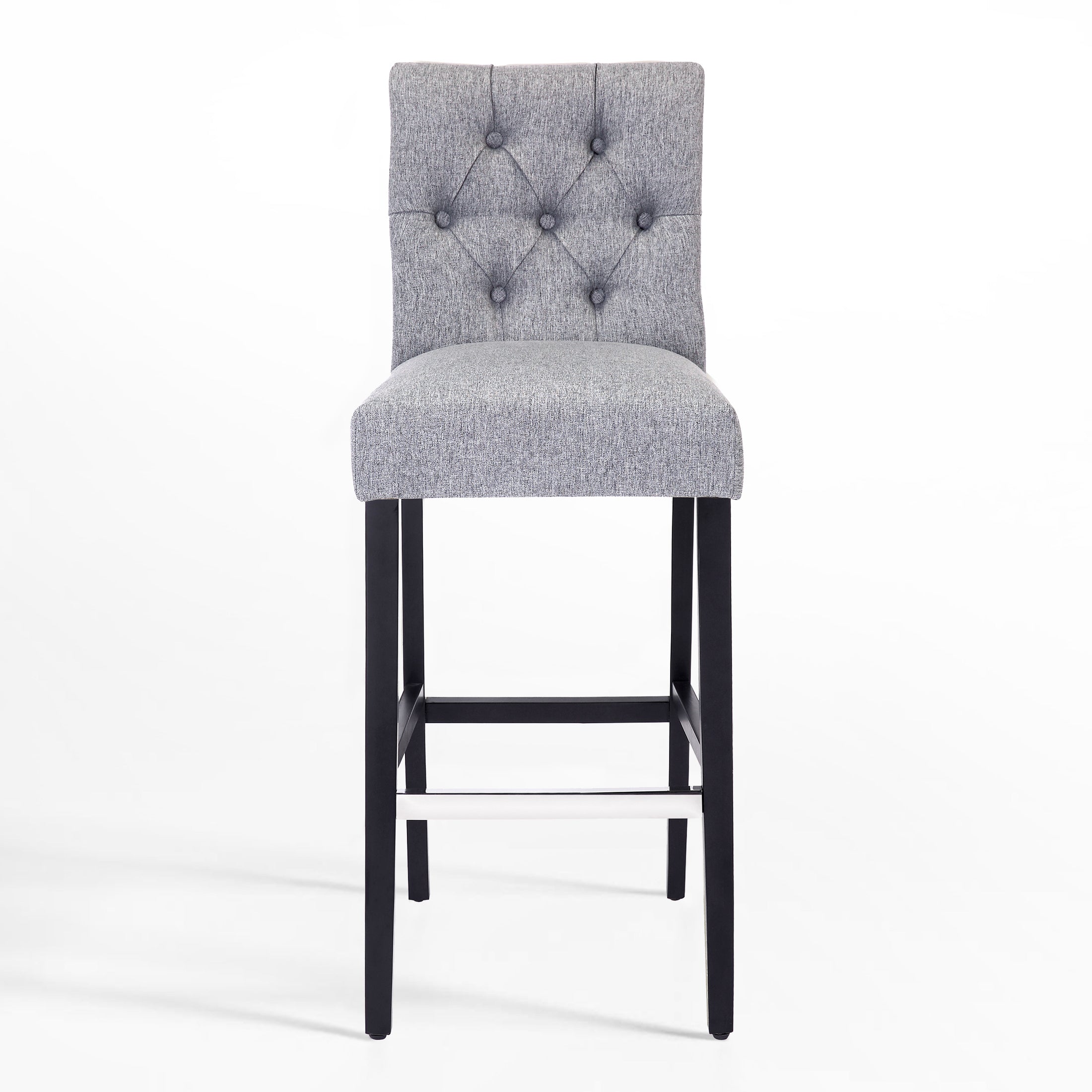 Bellmount 29" Linen Fabric Tufted Bar Stool,Black