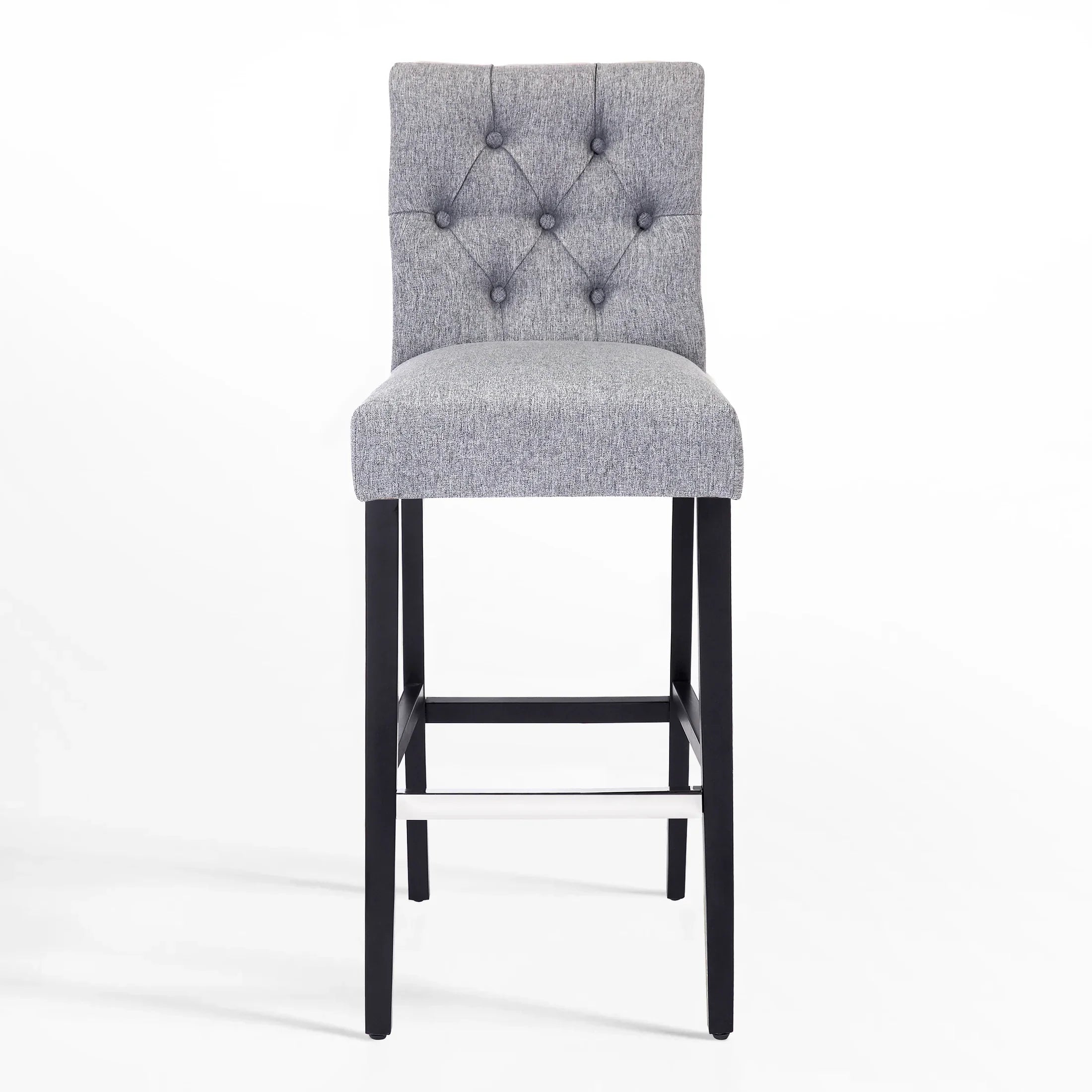 Bellmount 29" Linen Fabric Tufted Bar Stool,Black