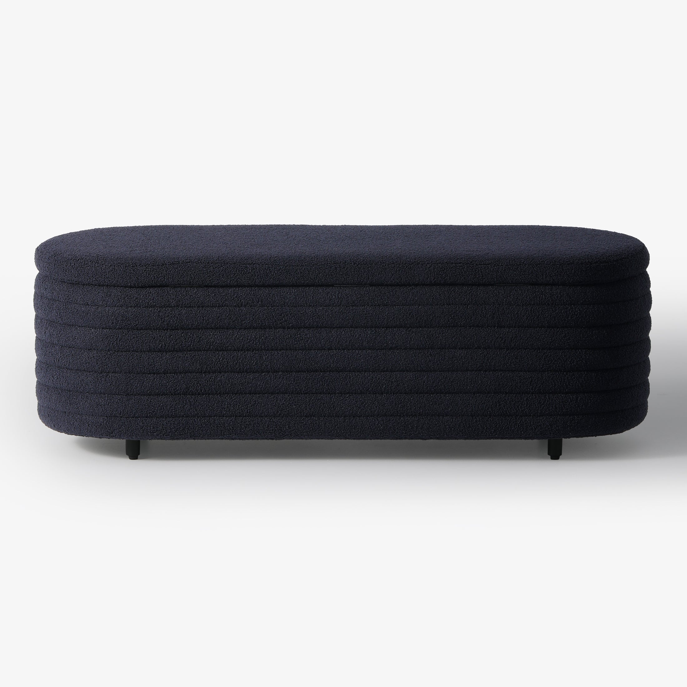 Celine 54" Wide Mid-Century Modern Upholstered Teddy Sherpa Tufted Oval Storage Ottoman Bench