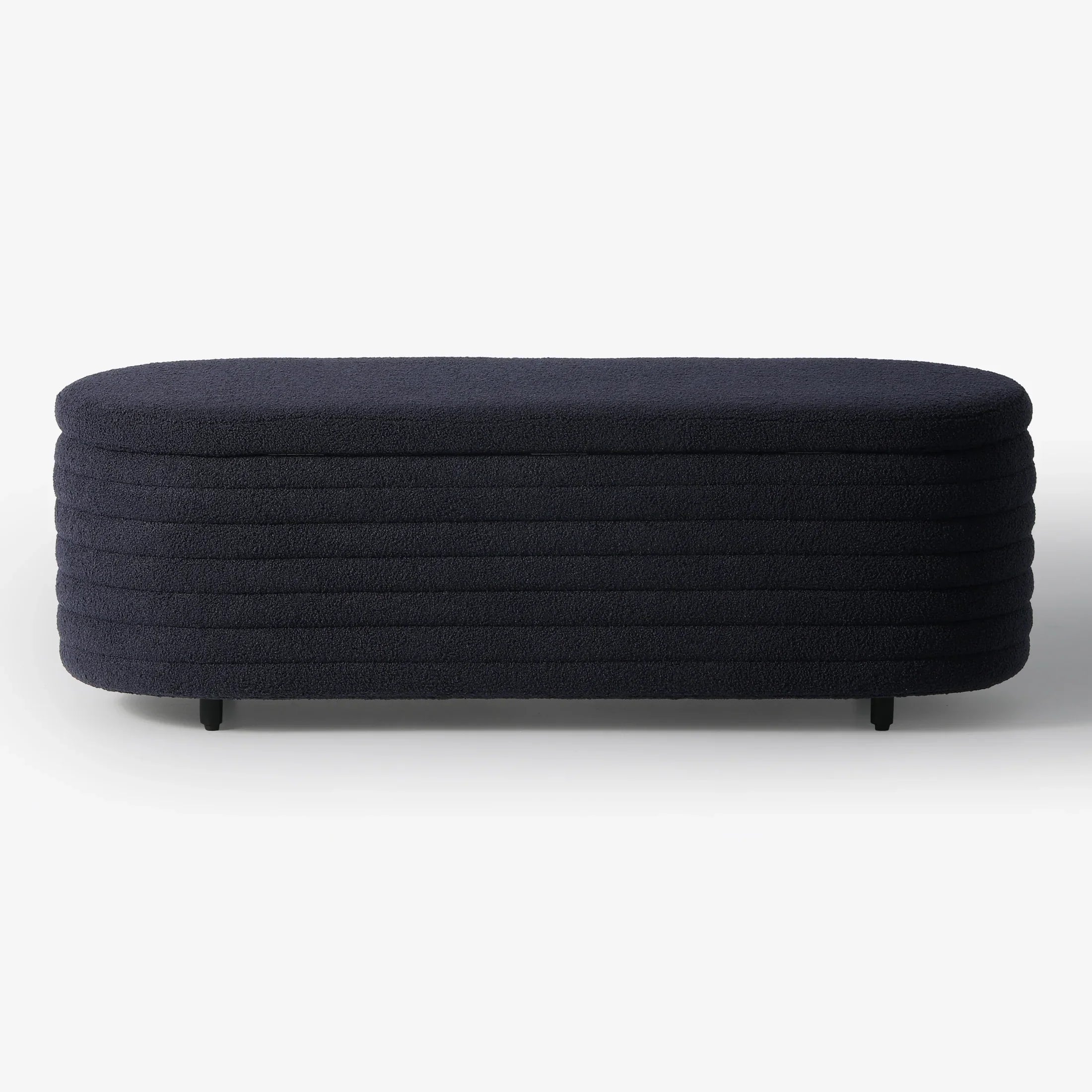 Celine 54" Wide Mid-Century Modern Upholstered Teddy Sherpa Tufted Oval Storage Ottoman Bench