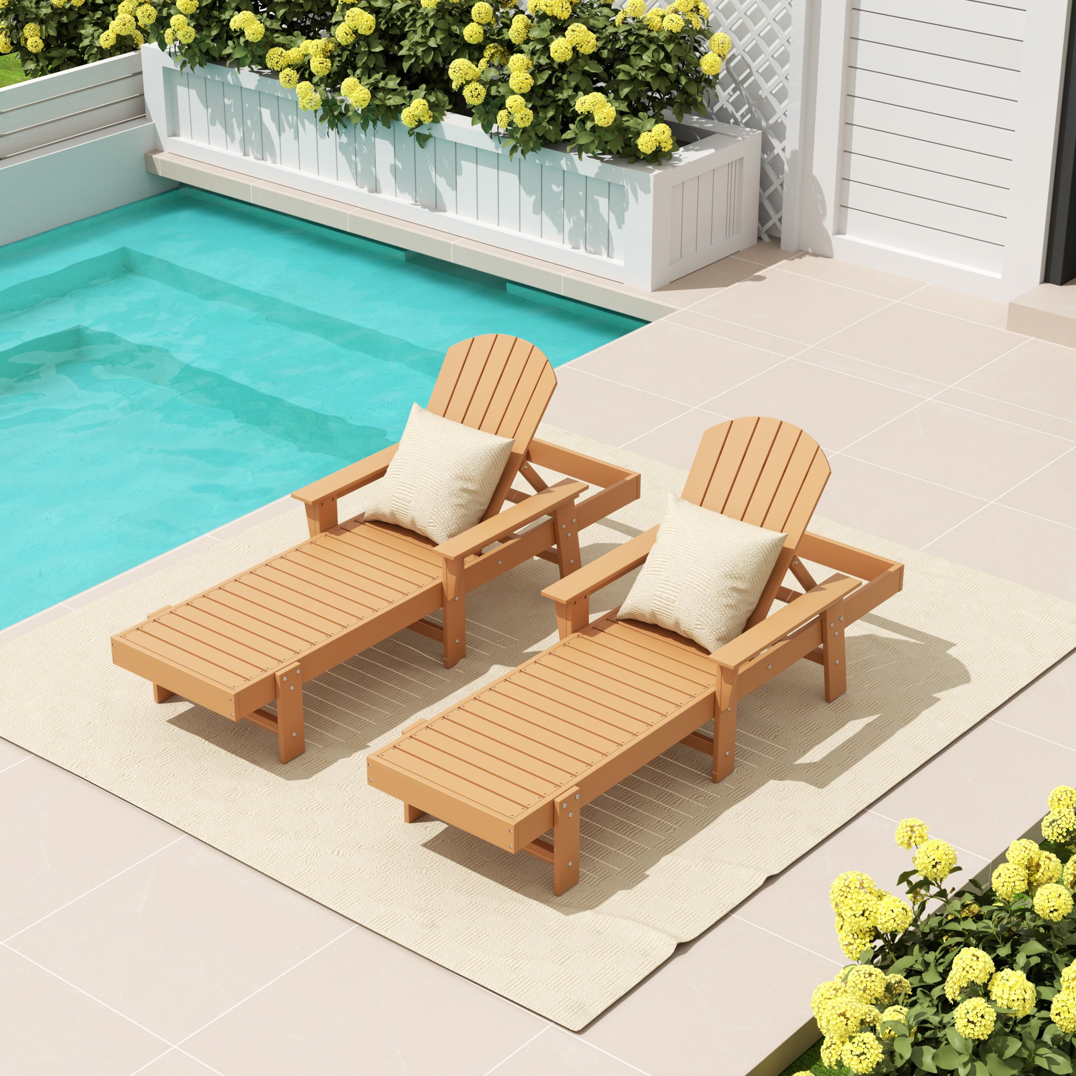 Portside 2 Piece Adirondack Poly Reclining Chaise Lounge With Arms