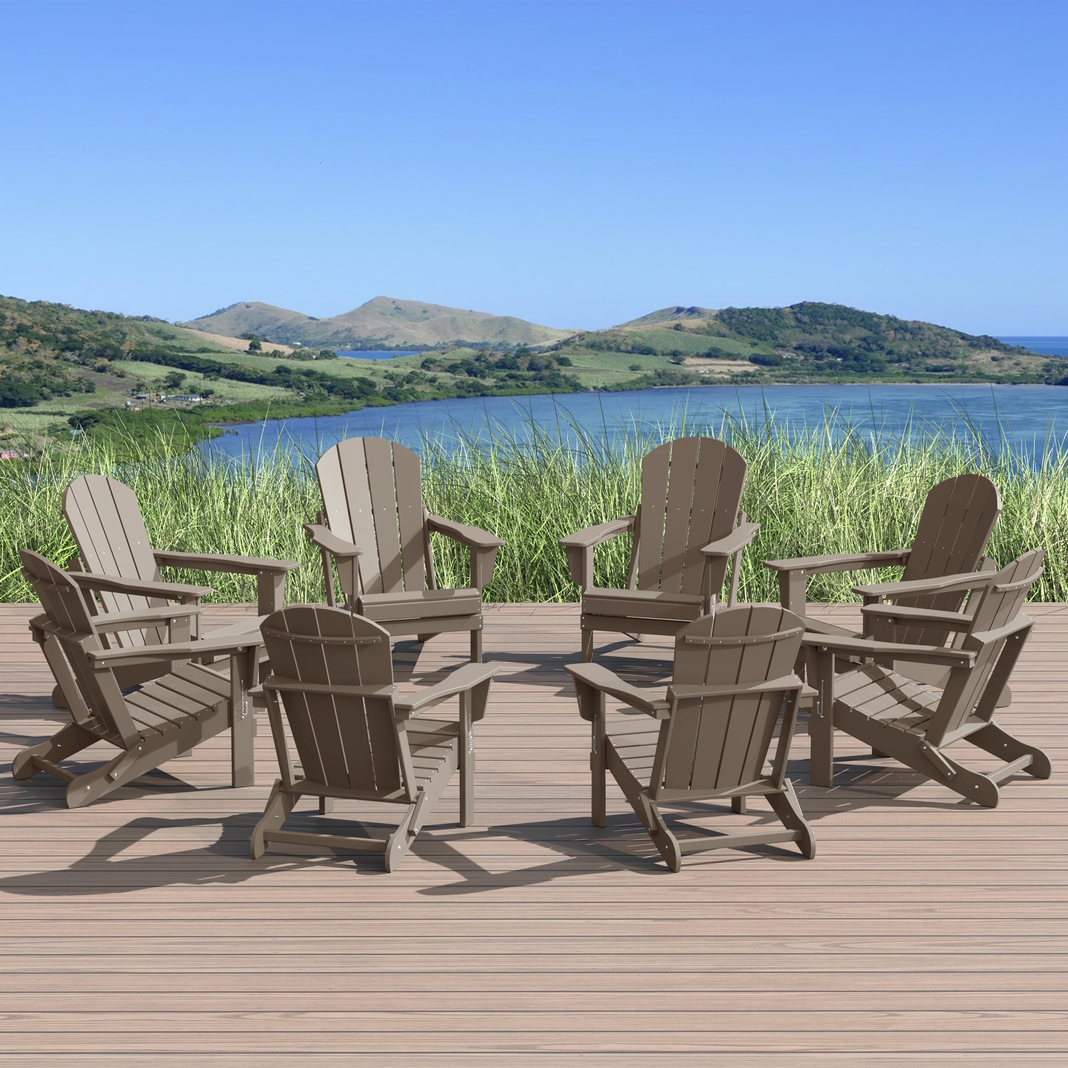 Paradise Outdoor Folding Poly Adirondack Chair (Set of 8)