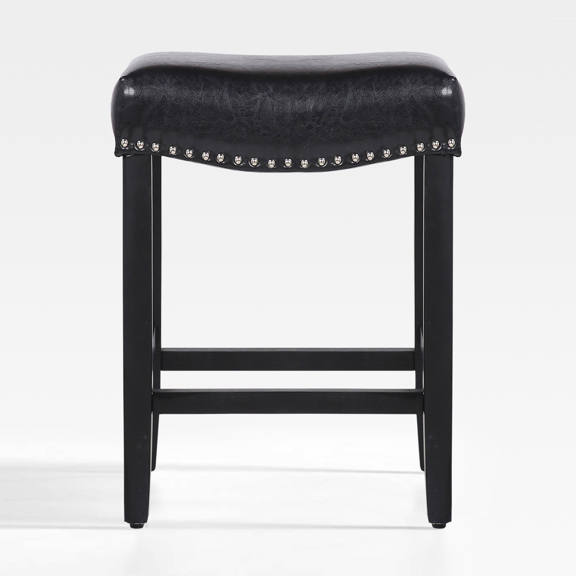 Bulmon 24" upholstered nail head bar counter stool with Black color legs