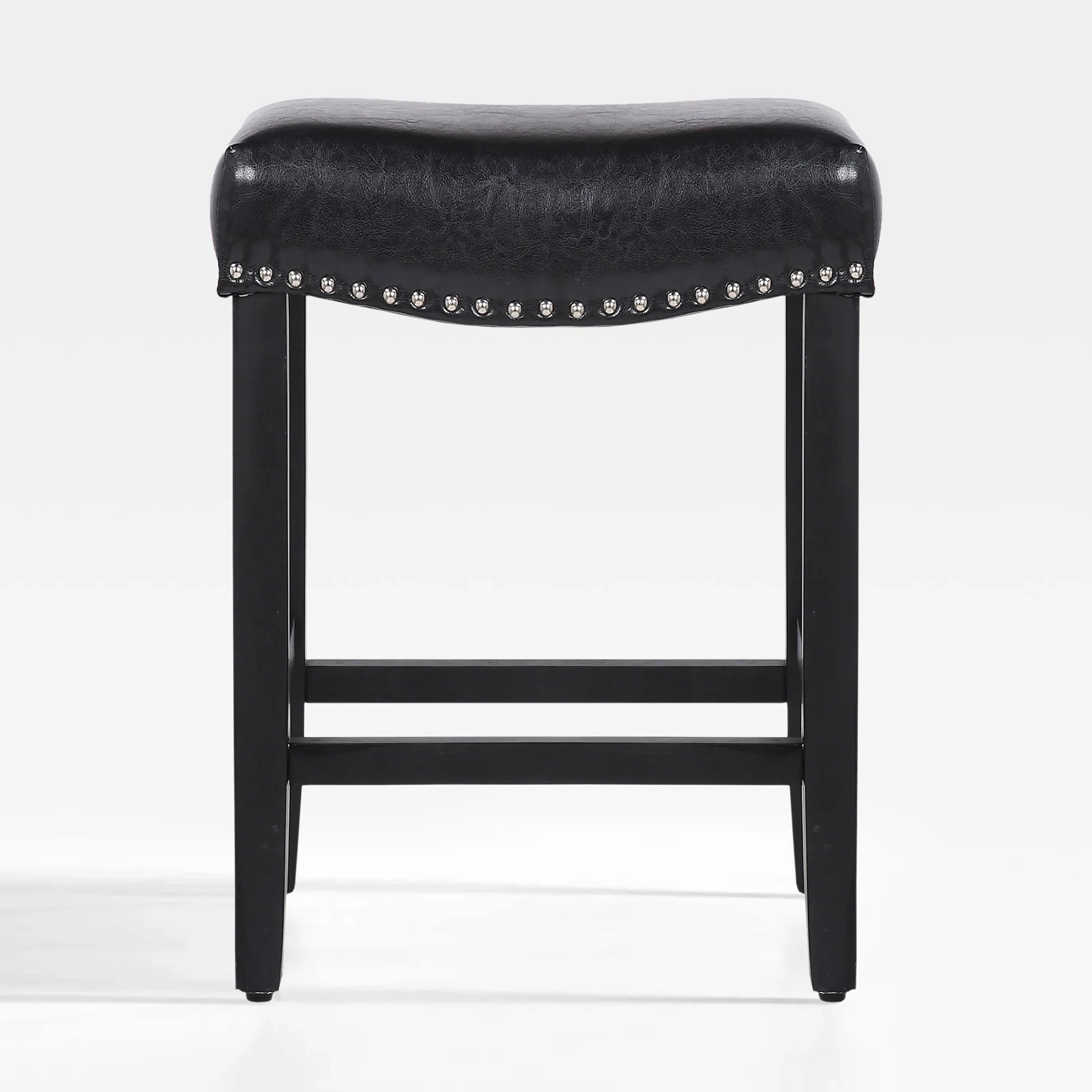 Bulmon 24" upholstered nail head bar counter stool with Black color legs