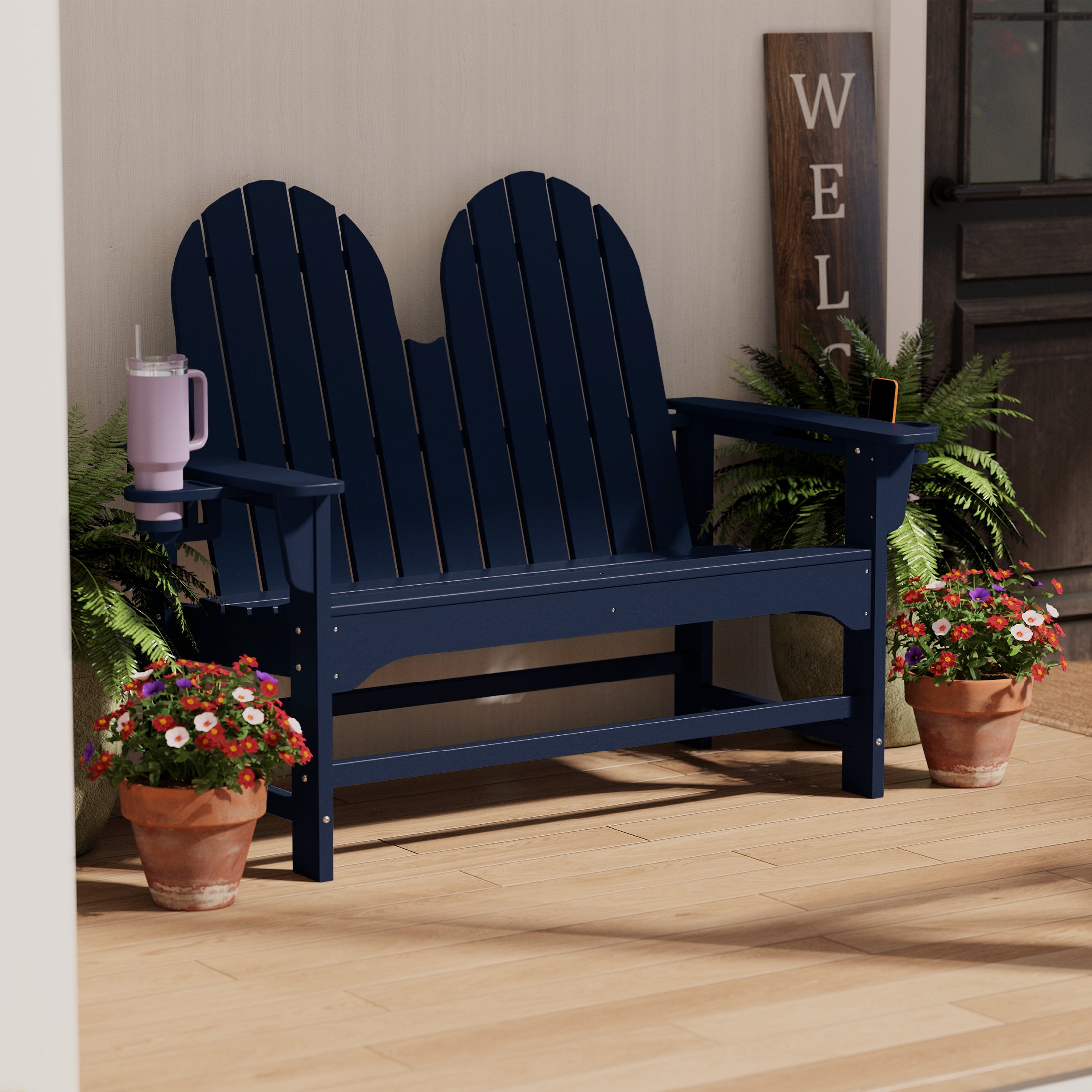 Savannah Outdoor Patio 49" HDPE Adirondack Garden Bench