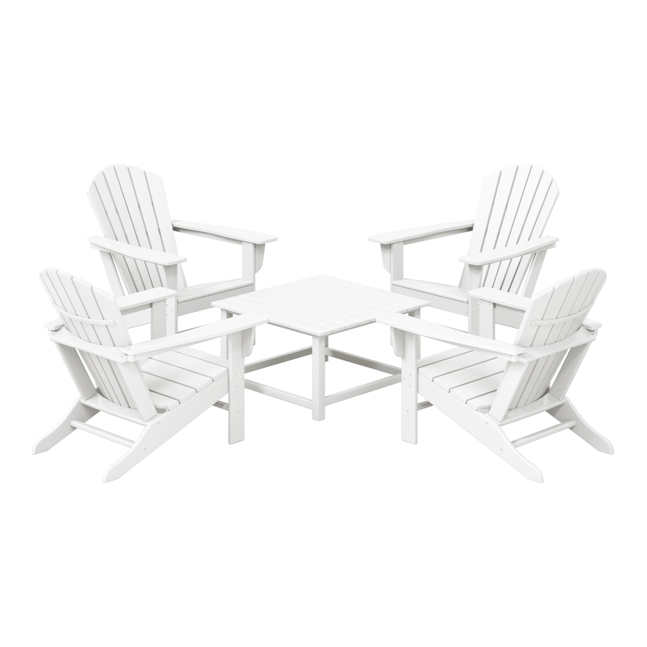 Portside 5-Piece Outdoor Patio HDPE Adirondack Chair With Square Coffee Table Conversation Set