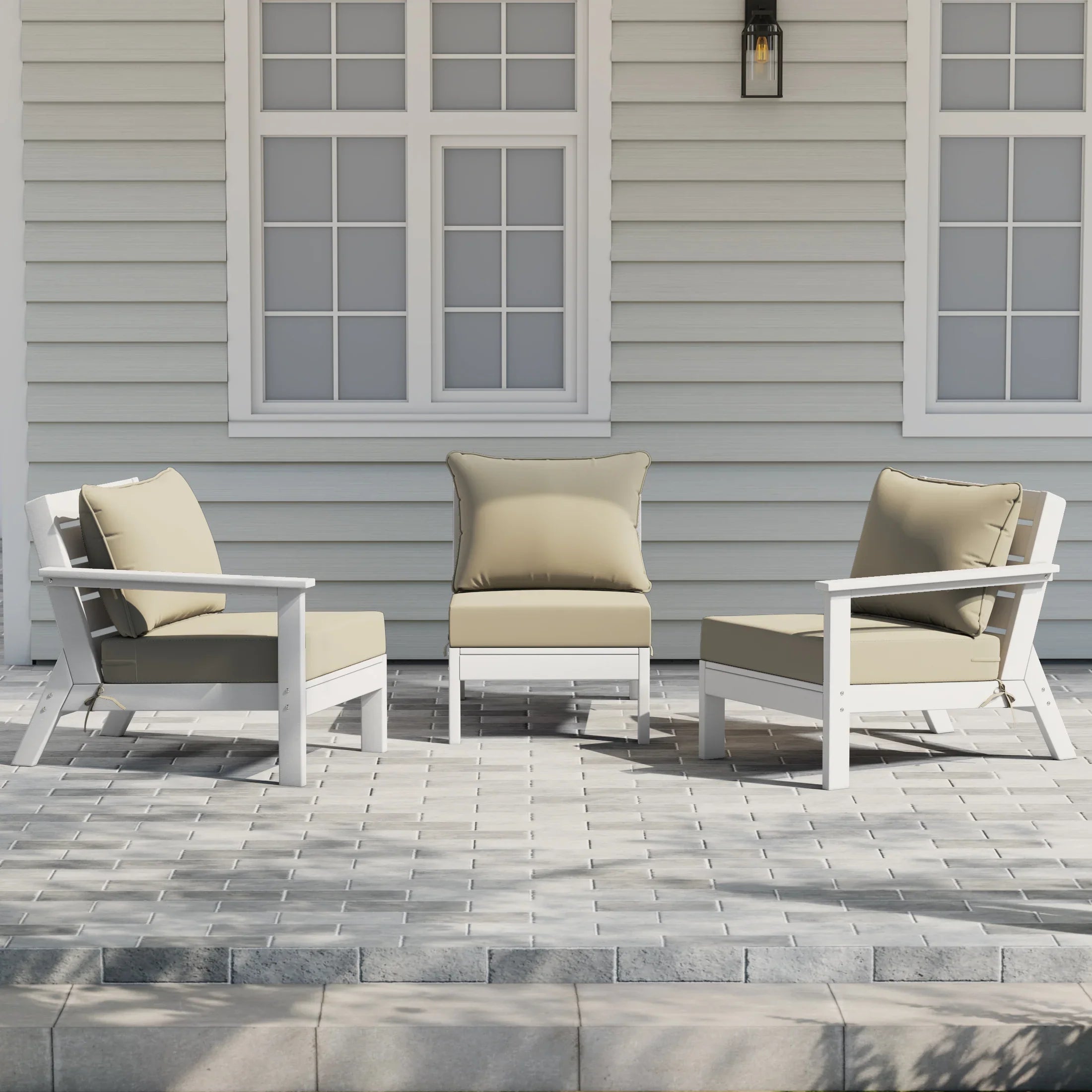 Portsmouth Outdoor Patio HDPE Sectional Sofa with Patio Cushions
