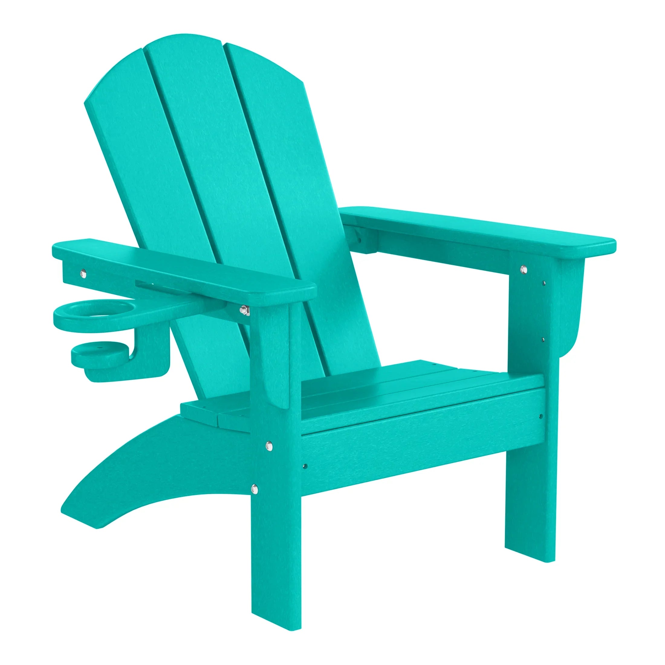 Paradise 3-Piece Kids HDPE Adirondack Chairs Set with Square Side Table and Cup Holders