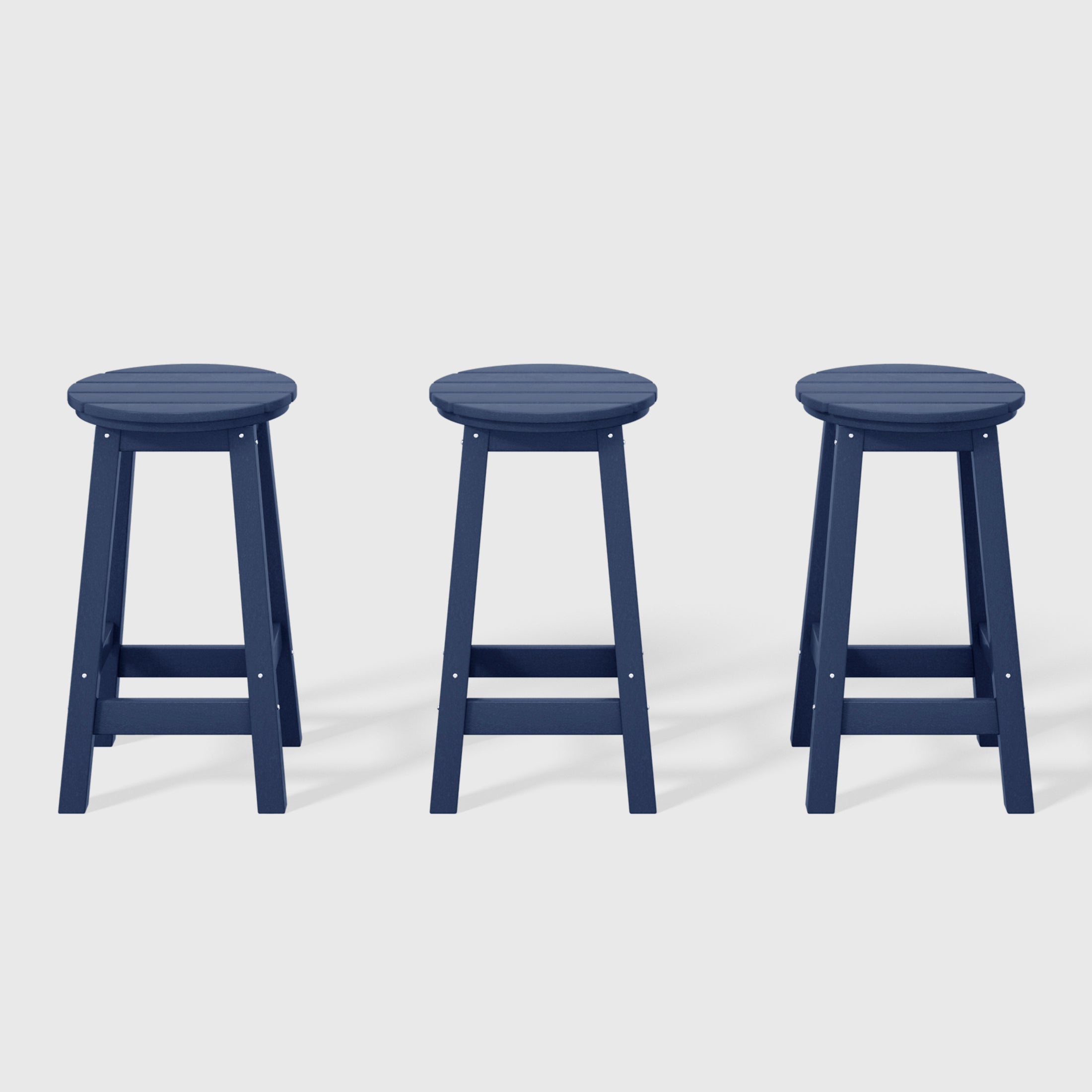 Paradise 24" HDPE Outdoor Patio Round Counter Height Bar Stool Set of 3
