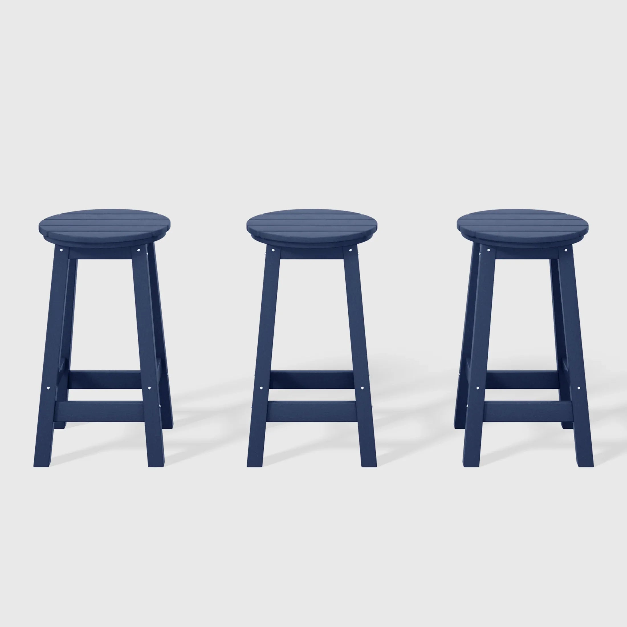 Paradise 24" HDPE Outdoor Patio Round Counter Height Bar Stool Set of 3