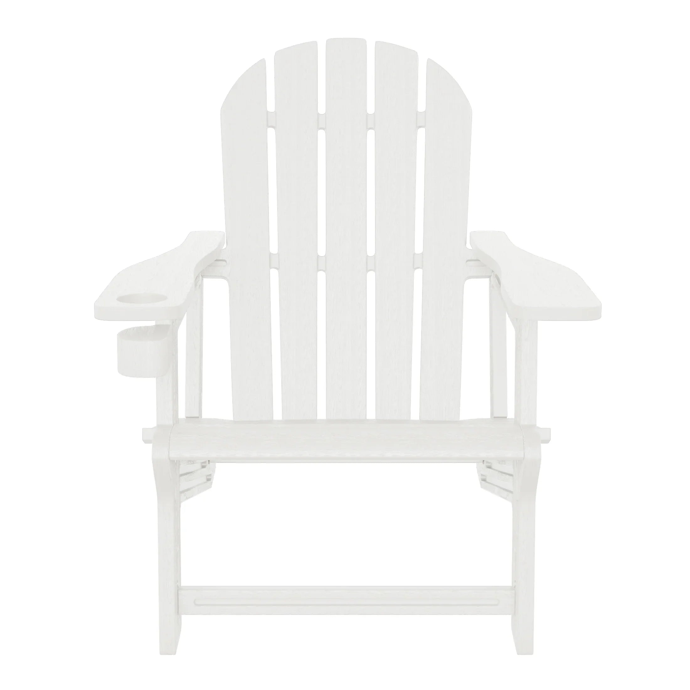 Cayman Tool-Free Assembly Outdoor Patio HDPE Plastic Adirondack Chair with Cup Holder