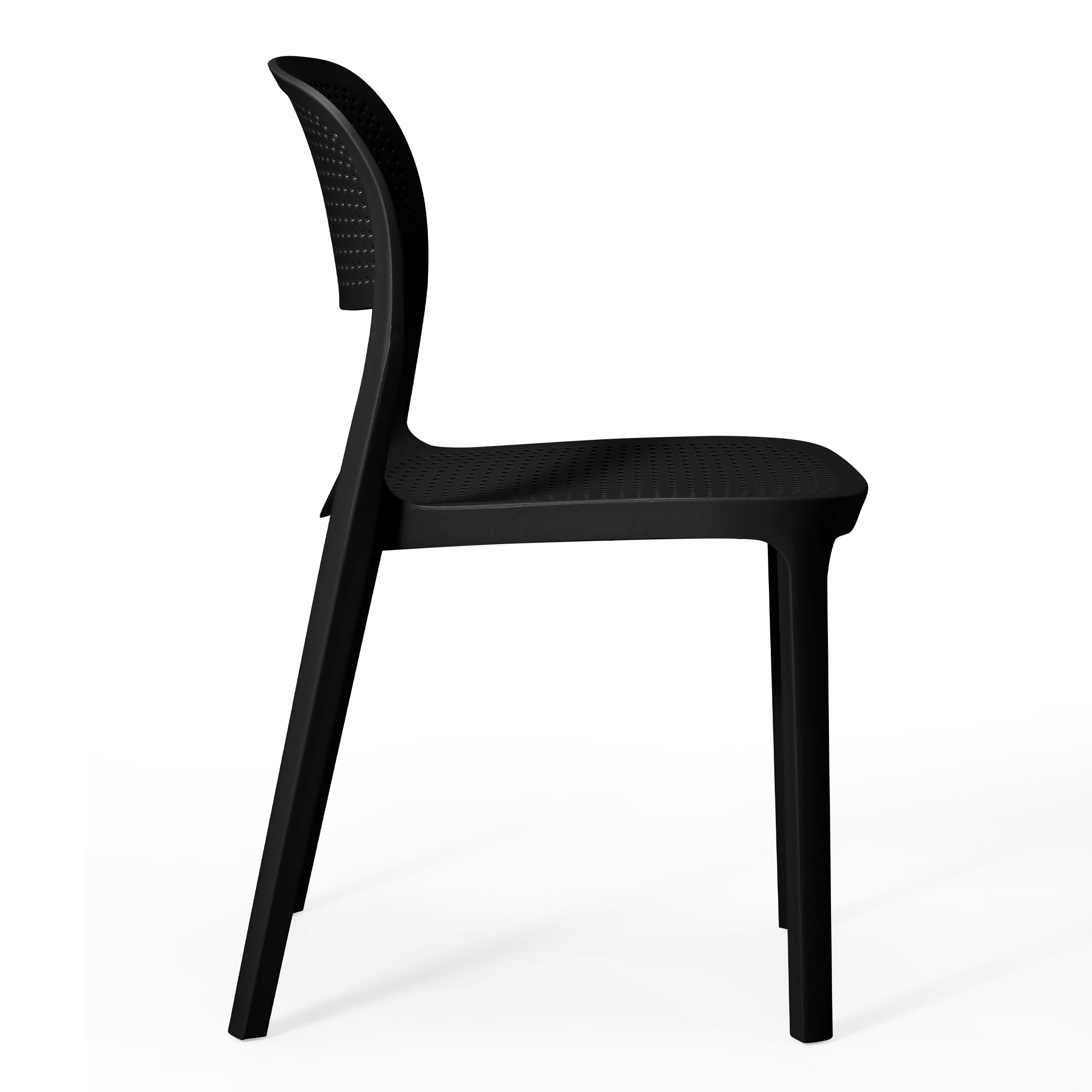 Sunshine 3-Piece Round Metal Bistro Dining Table Set And Stackable Resin Patio Dining Side Chairs