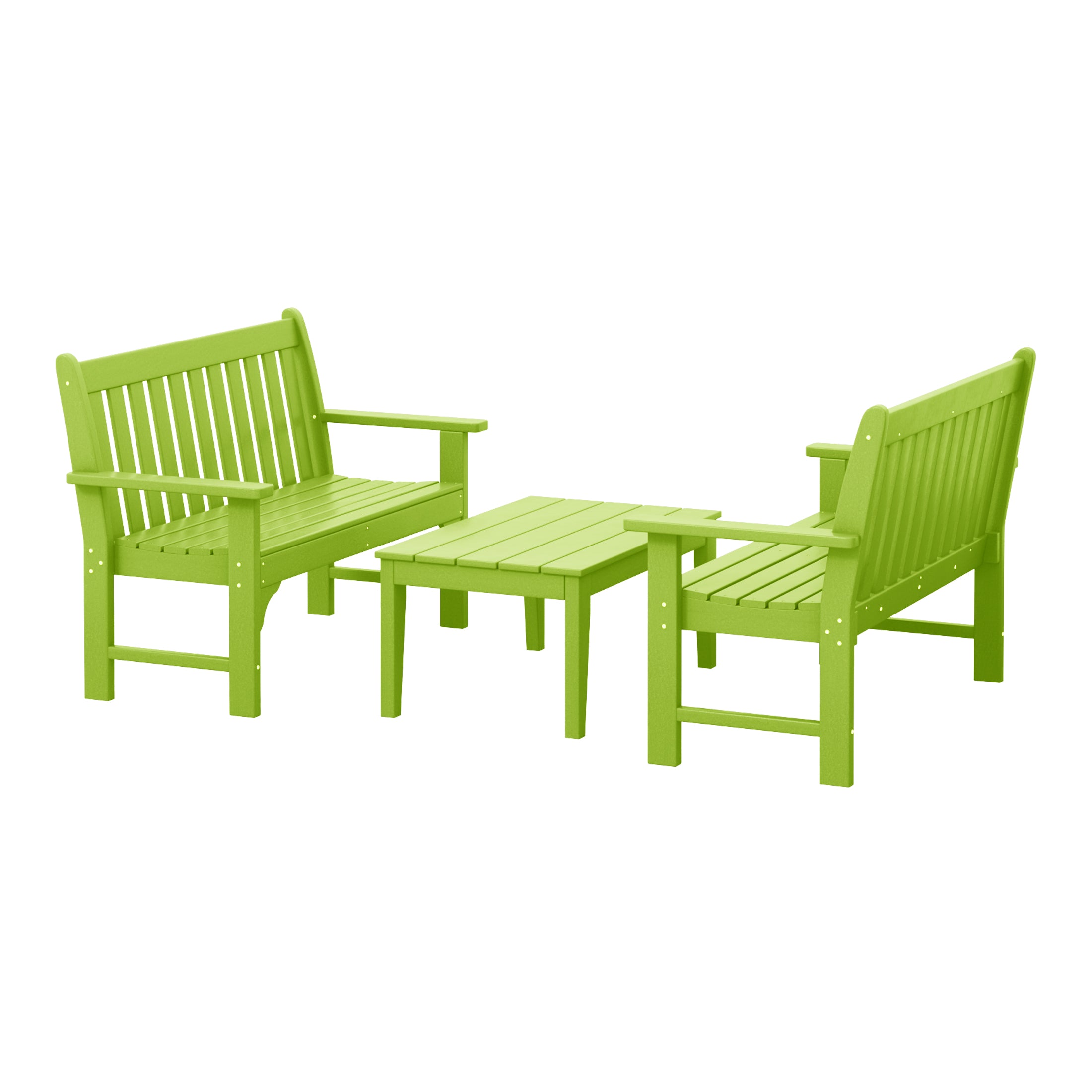 Paradise 3-Piece HDPE Outdoor Patio Furniture Couch and Coffee Table Set
