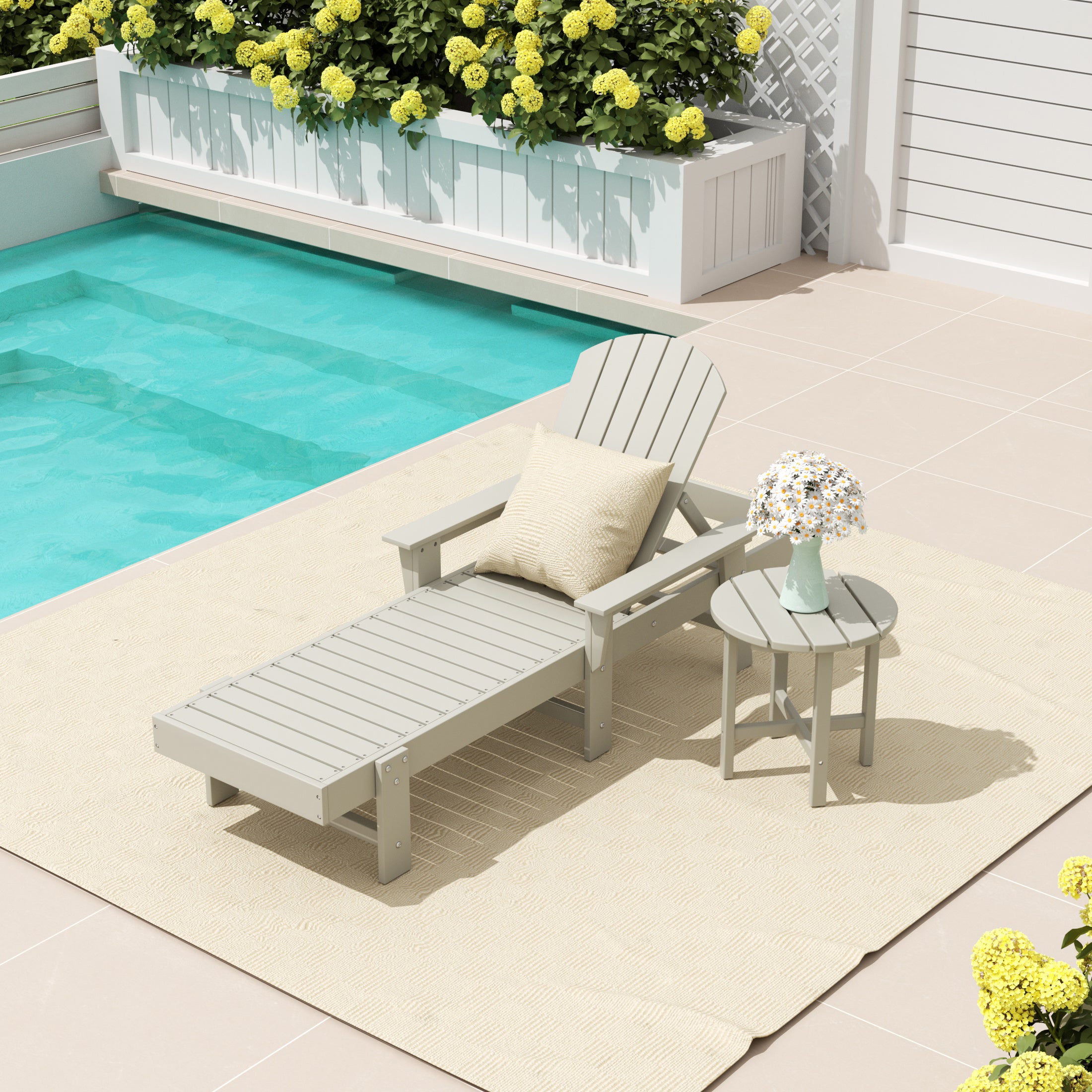 Portside 2 Piece Adirondack Reclining Chaise Lounge With Arms