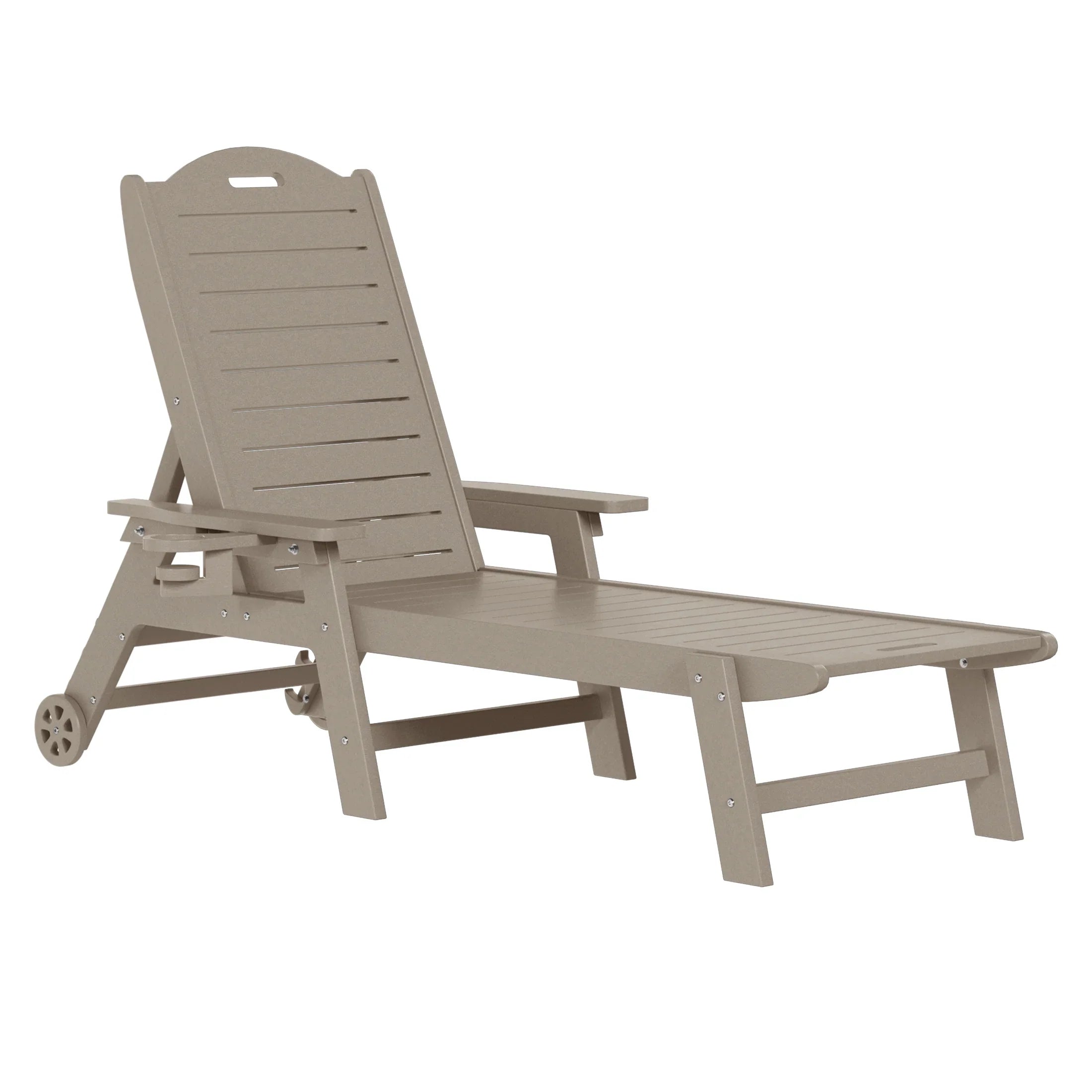 Lago 3-Piece Outdoor Patio Chaise Lounge Chair with Wheels & Cup Holder with Patio Side Table