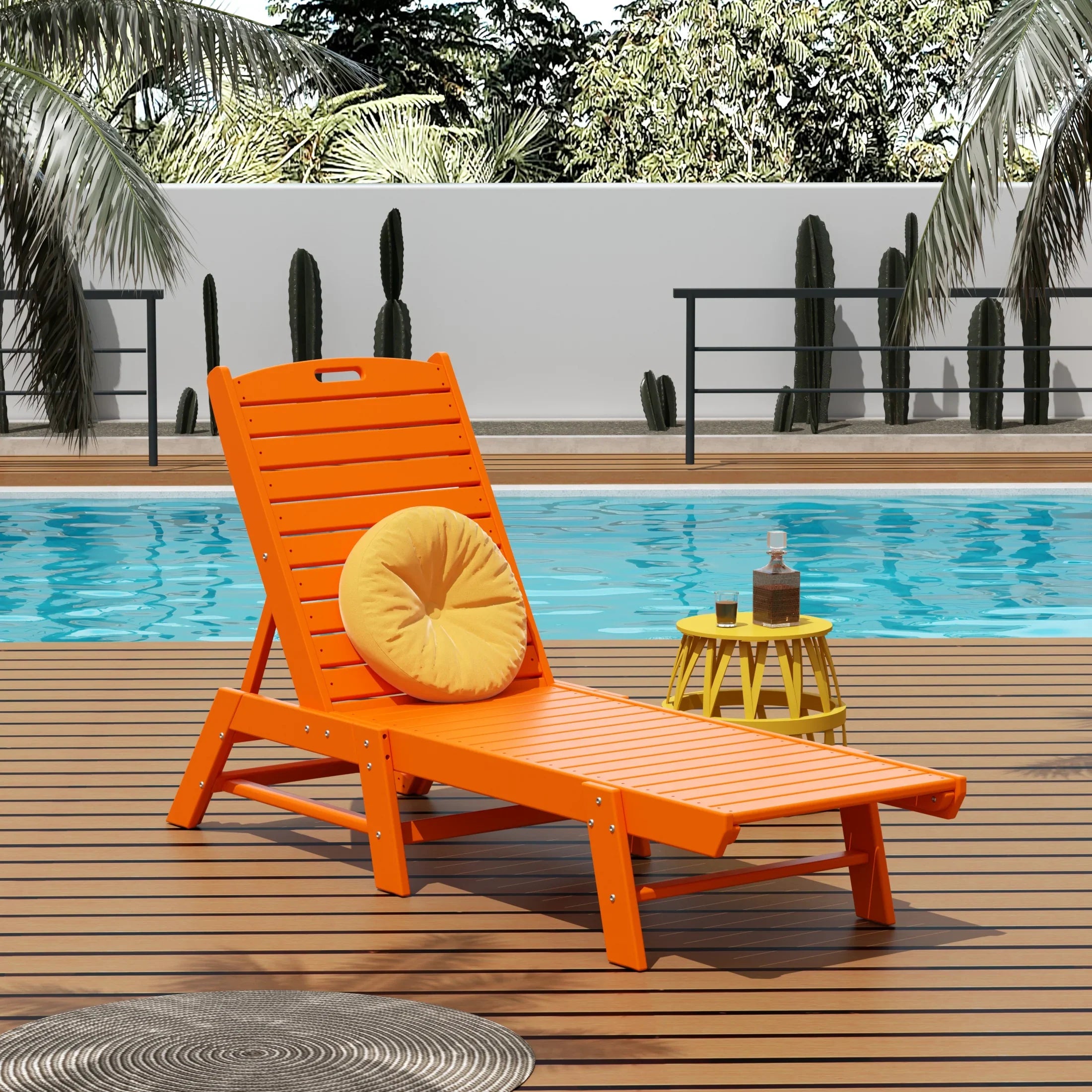 Paradise Poly Reclining Outdoor Patio Chaise Lounge Chair Adjustable