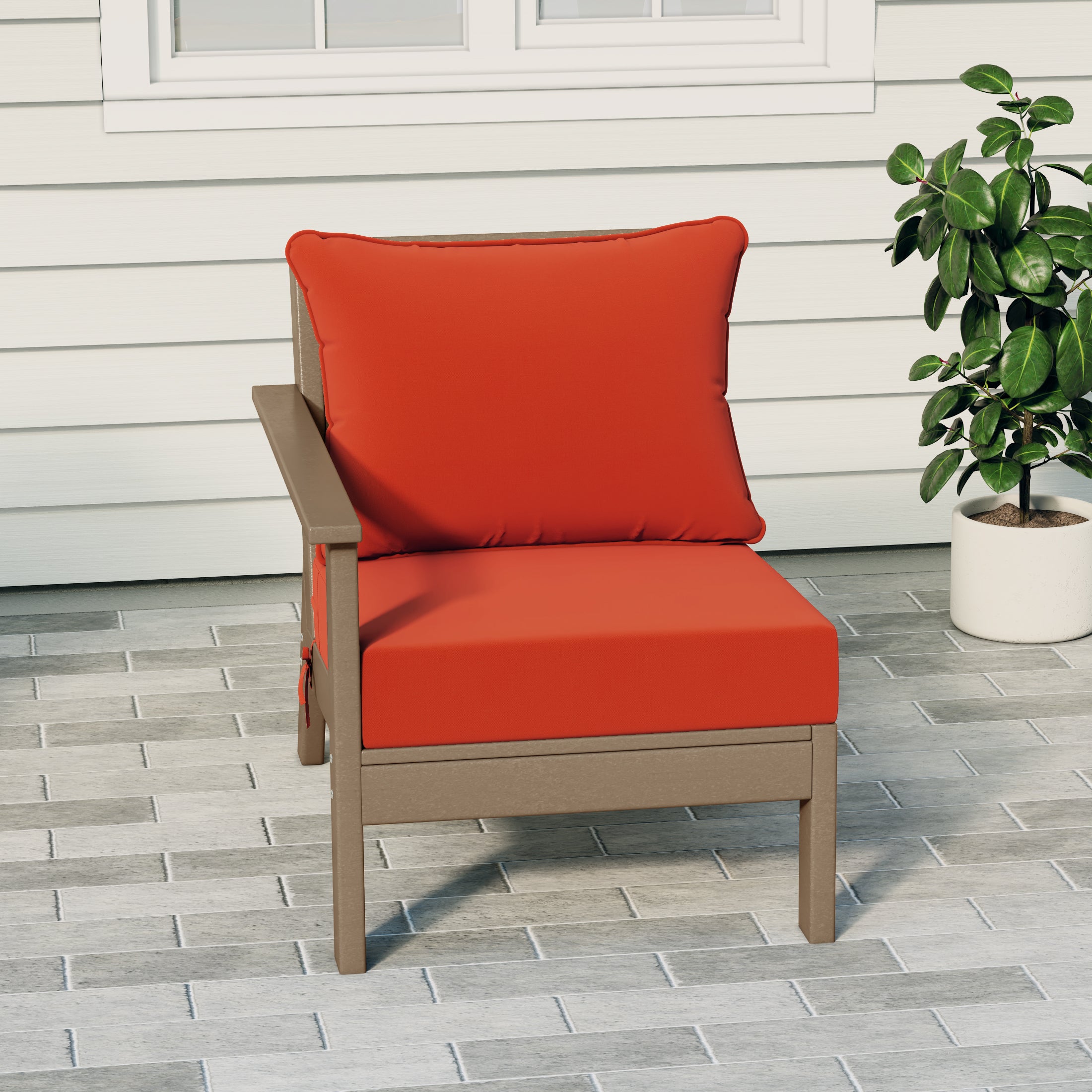 Portsmouth Outdoor Patio HDPE Left Arm Sectional Corner Club Chair with Patio Cushions