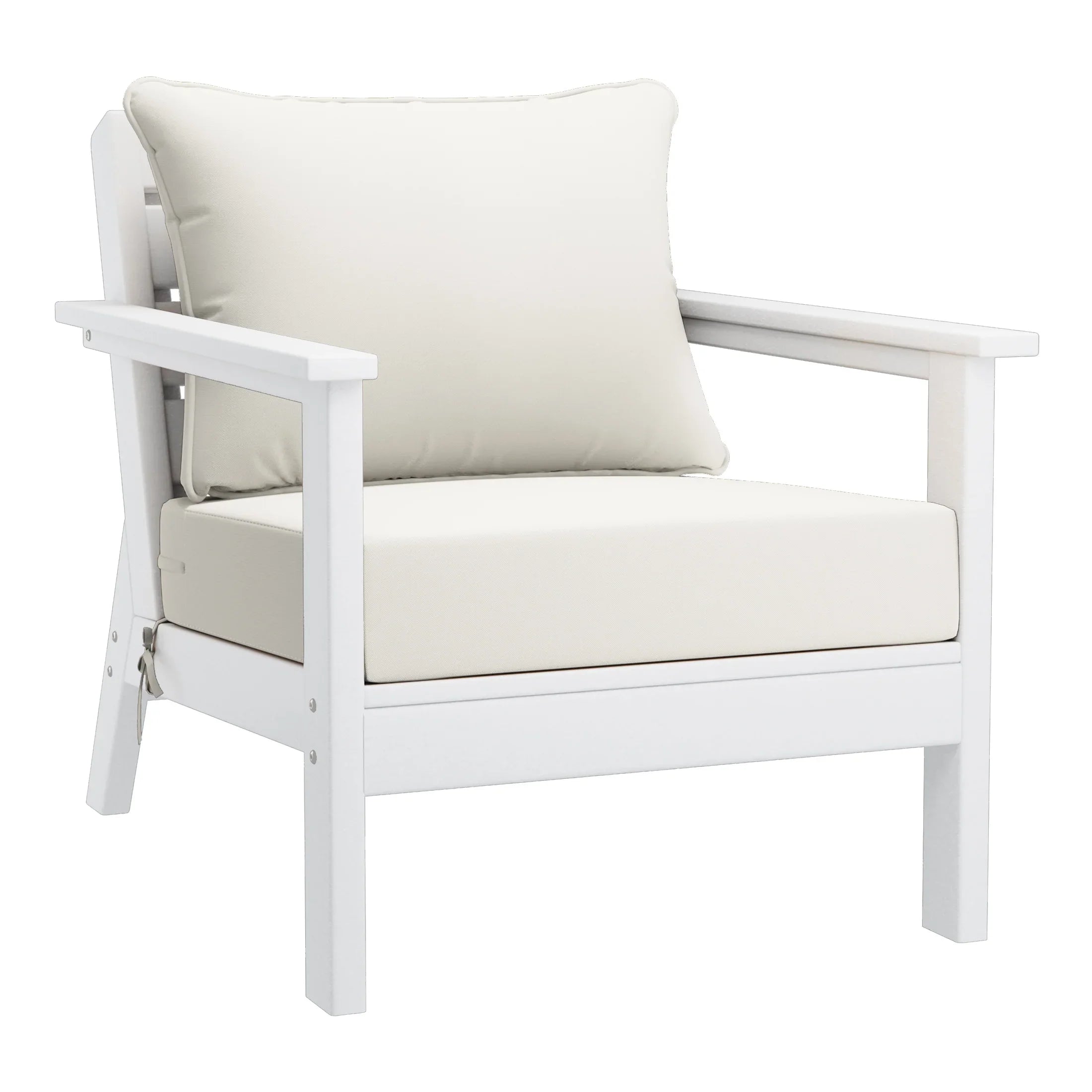 Portsmouth Outdoor Modern HDPE Patio Club Chairs with Deep Seat Cushions (Set of 2)