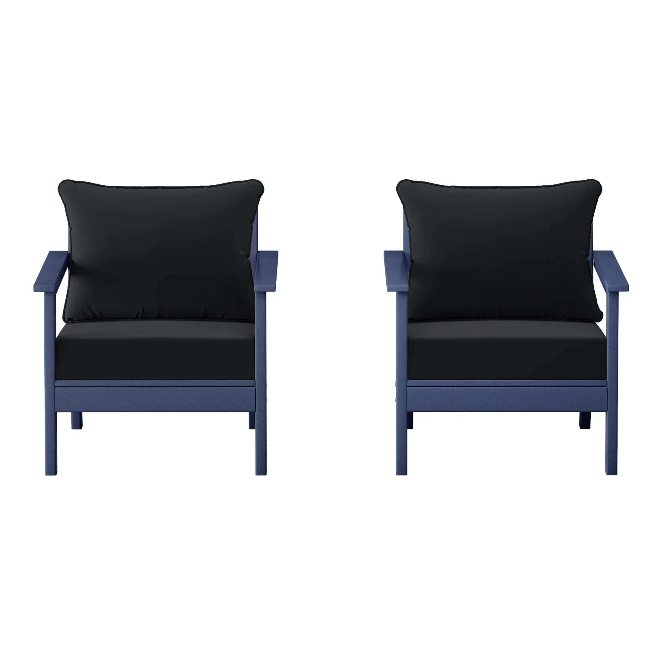 Portsmouth Outdoor Modern HDPE Patio Club Chairs with Deep Seat Cushions (Set of 2)